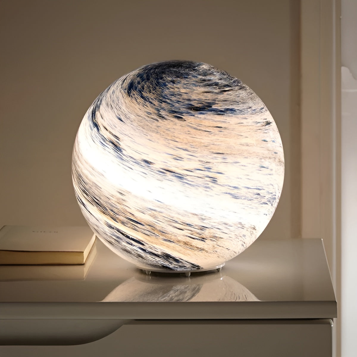 Lunacrystal Mondlampe Aus Glas – Magisches Mondlicht MIT Kosmischen Details Für Stimmungsvolle Wohnräume - M
