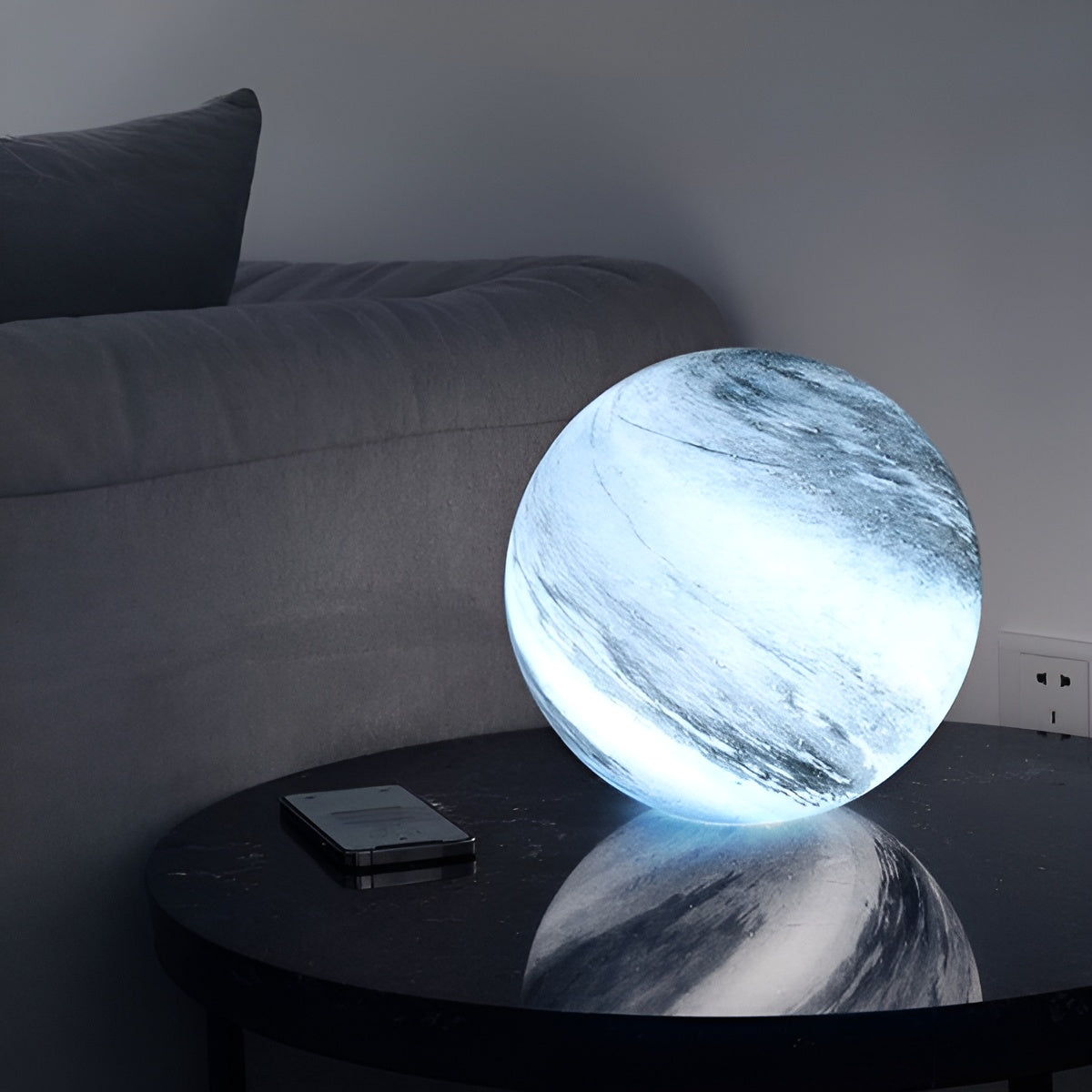 Lunacrystal Mondlampe Aus Glas – Magisches Mondlicht MIT Kosmischen Details Für Stimmungsvolle Wohnräume - Tischlampe