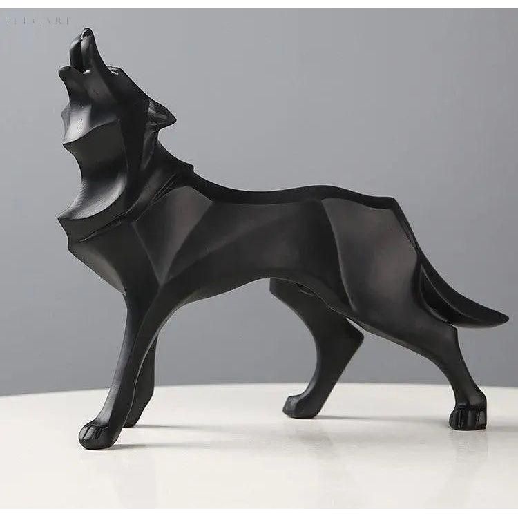 Lupos-Statue - geometrischen Wolf-Dekorationen - Mühelose Eleganz für jeden Raum - Schwarz - Skulptur