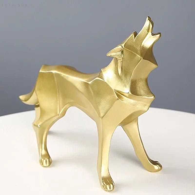 Lupos-Statue - geometrischen Wolf-Dekorationen - Mühelose Eleganz für jeden Raum - Skulptur