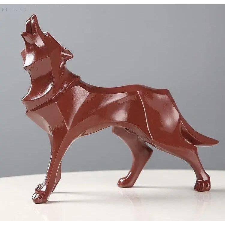 Lupos-Statue - geometrischen Wolf-Dekorationen - Mühelose Eleganz für jeden Raum - Rot - Skulptur