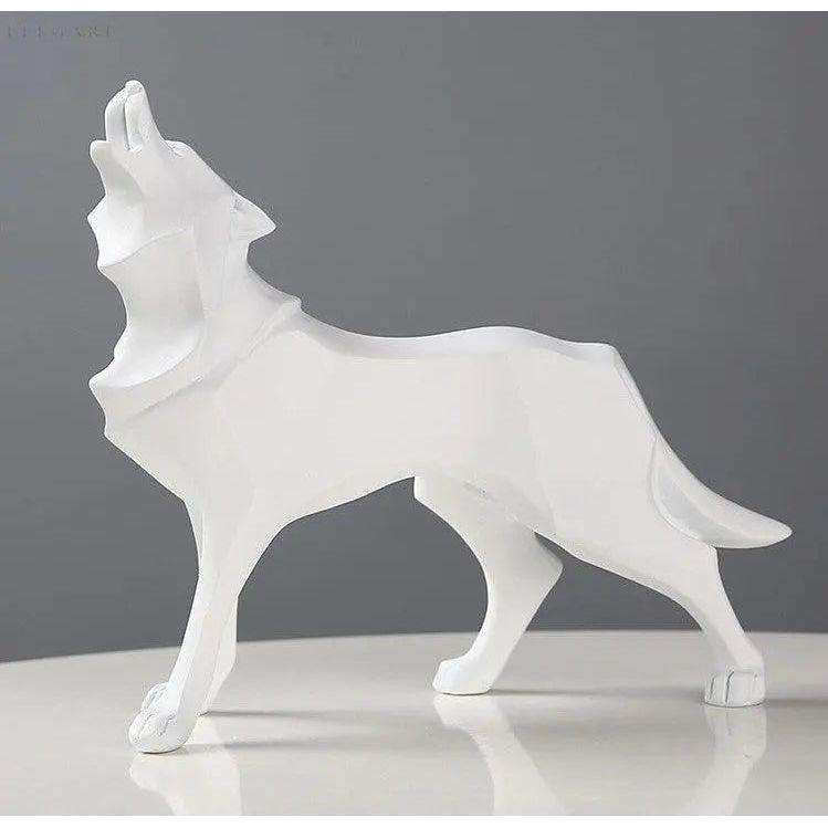 Lupos-Statue - geometrischen Wolf-Dekorationen - Mühelose Eleganz für jeden Raum - Weiß - Skulptur