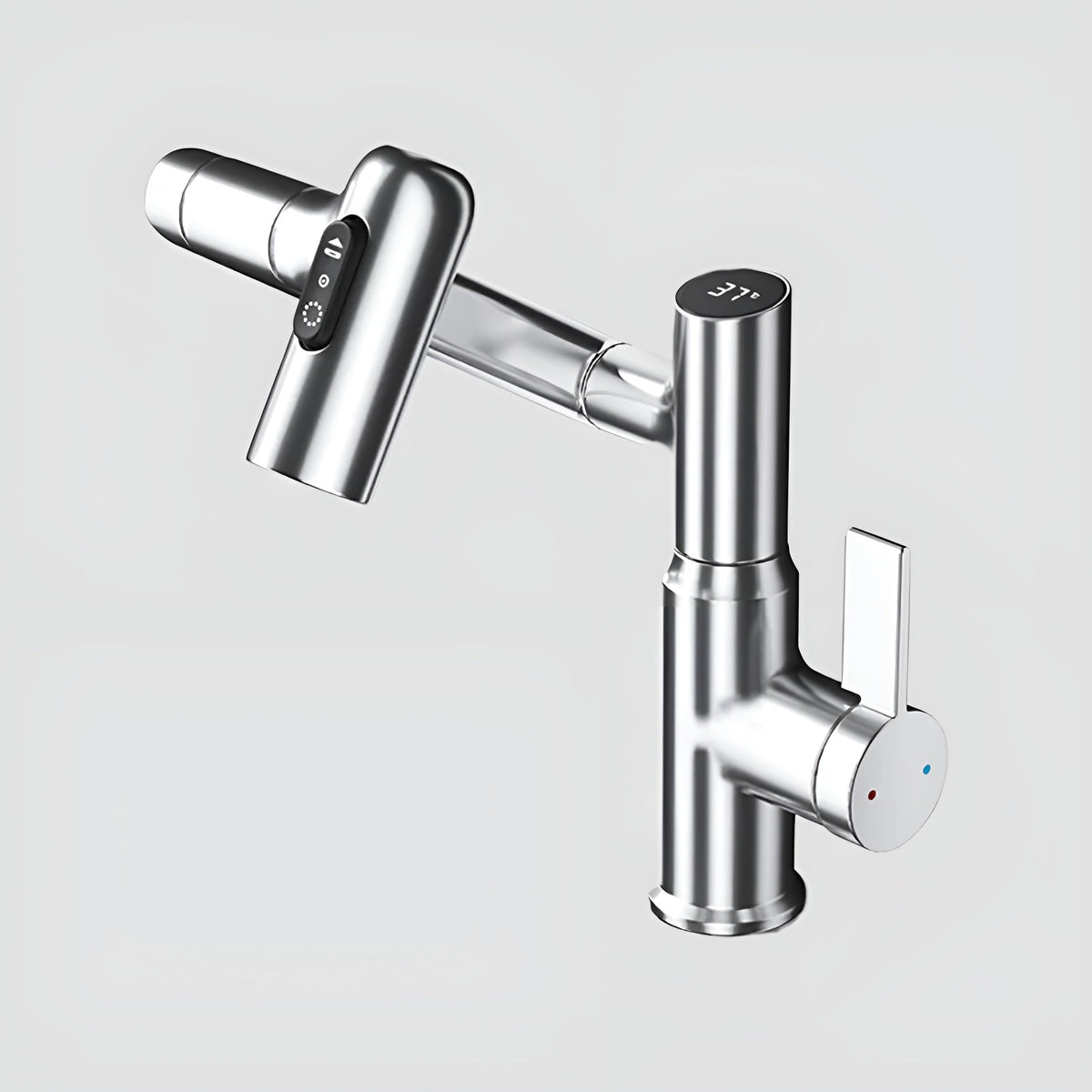 Lustraflow 360° Smart-Wasserhahn – LED-Temperaturanzeige | Intelligente Wassersteuerung - Eisglanz-Silber
