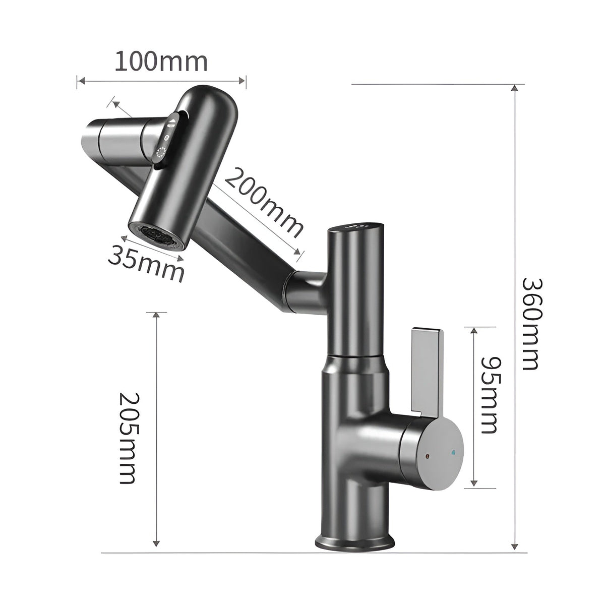 Lustraflow 360° Smart-Wasserhahn – LED-Temperaturanzeige | Intelligente Wassersteuerung - Waschtischarmaturen