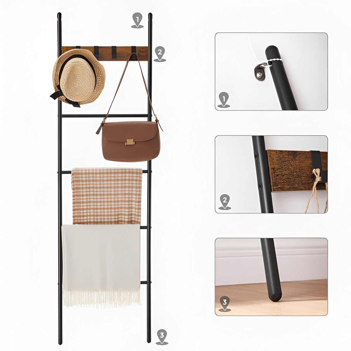 LuxeLadder Rack - 5-Stufiger Handtuch-Leiterregal - Handtuch-Set