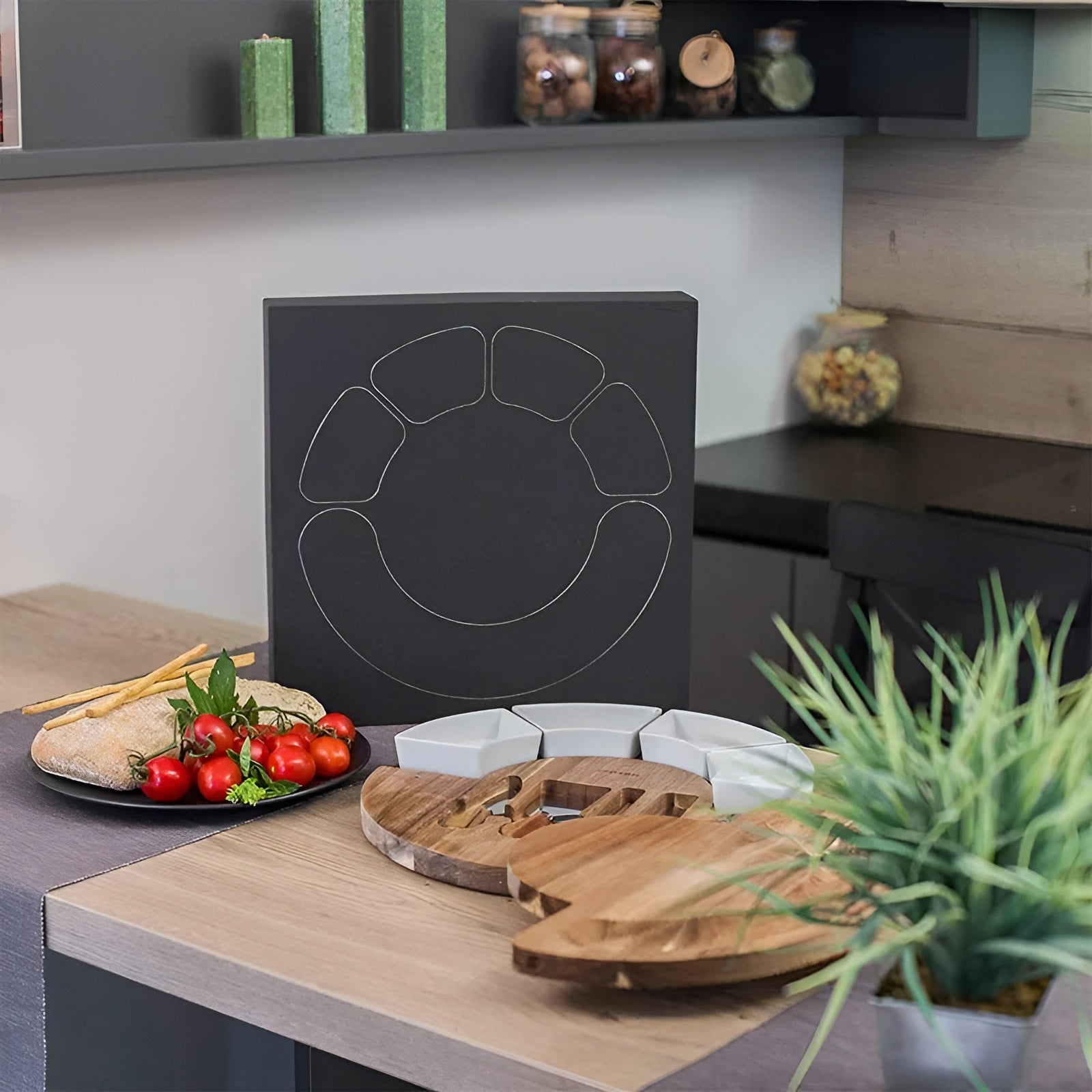 LuxeServe Käseplatte mit Käsemessern – Elegantes Servierbrett für Käse Antipasti & festliche Abende - Platten