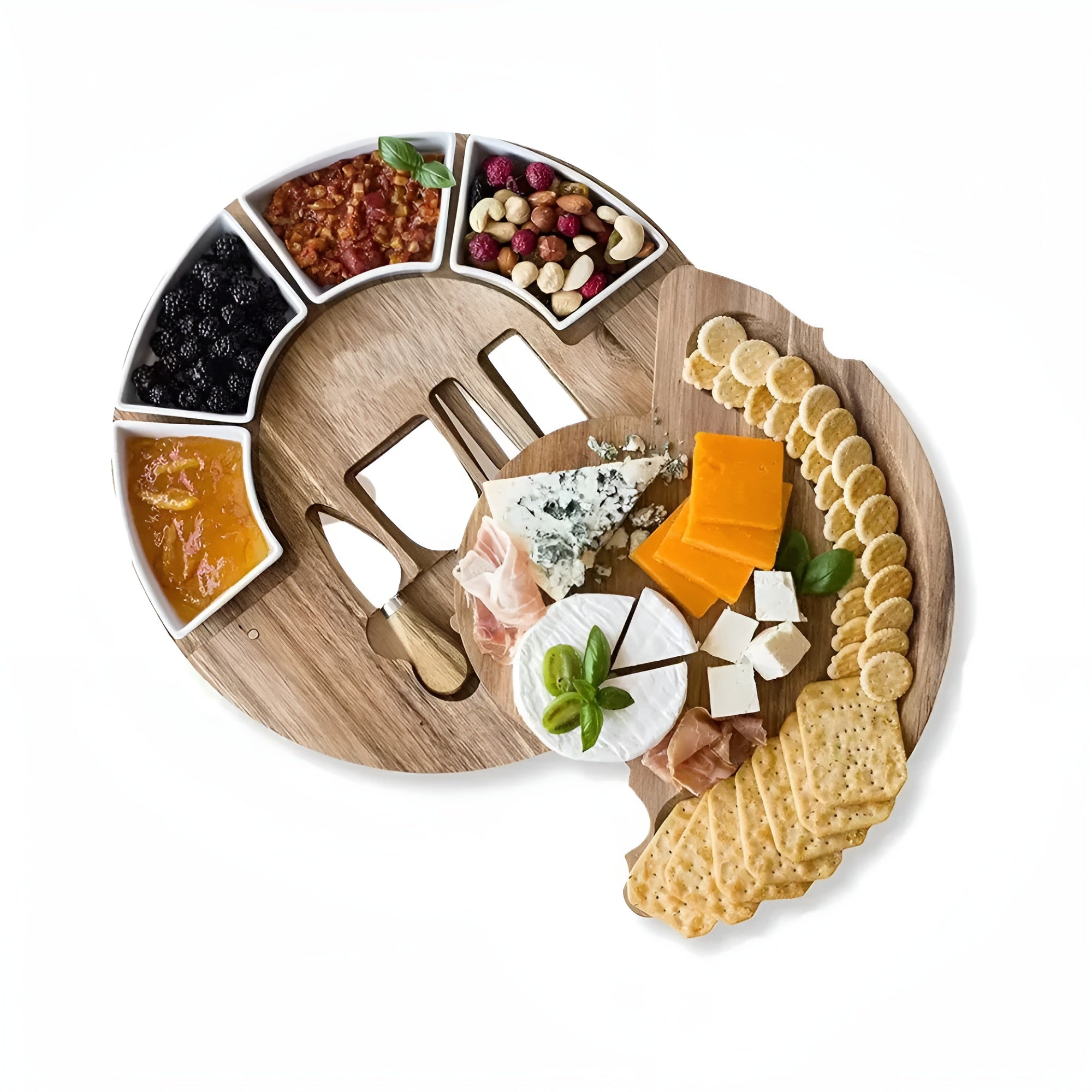 LuxeServe Käseplatte mit Käsemessern – Elegantes Servierbrett für Käse Antipasti & festliche Abende - Platten