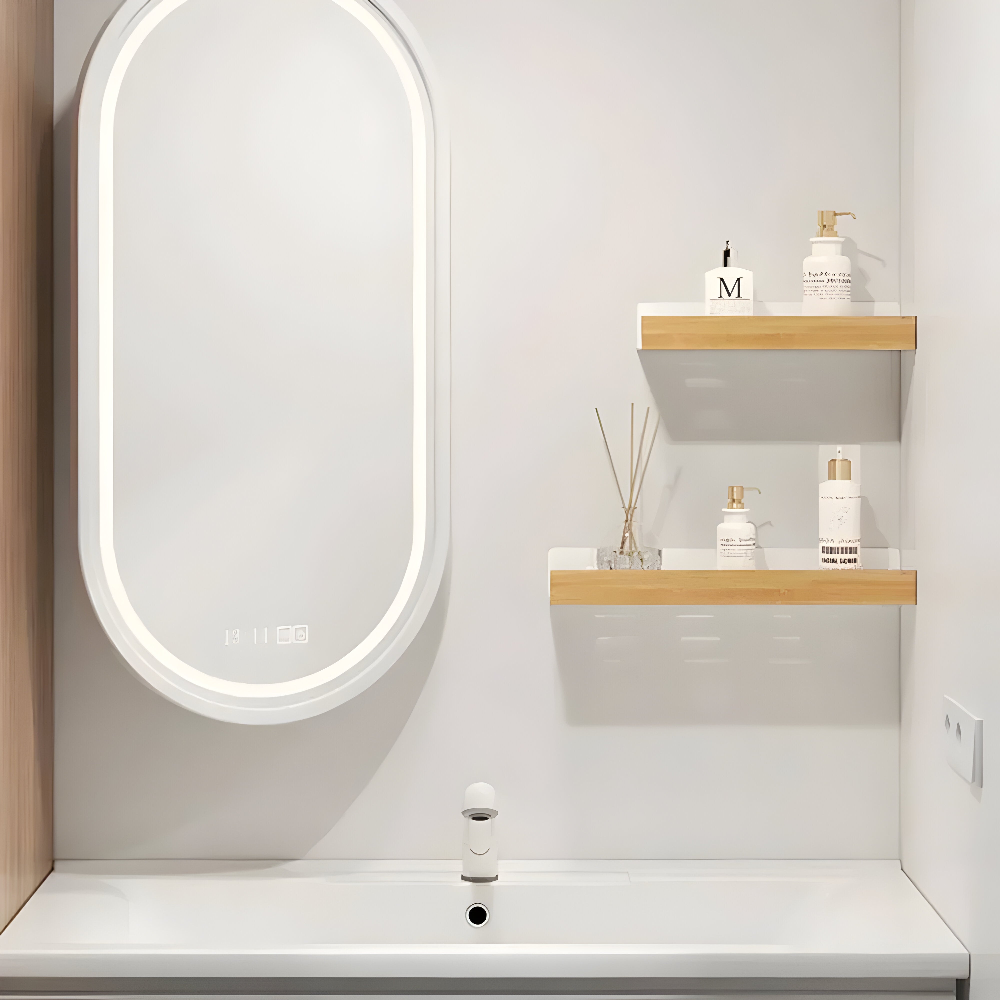 LuxeWood Regal - Hölzernes Badezimmer-Organisationsregal - Wandregal