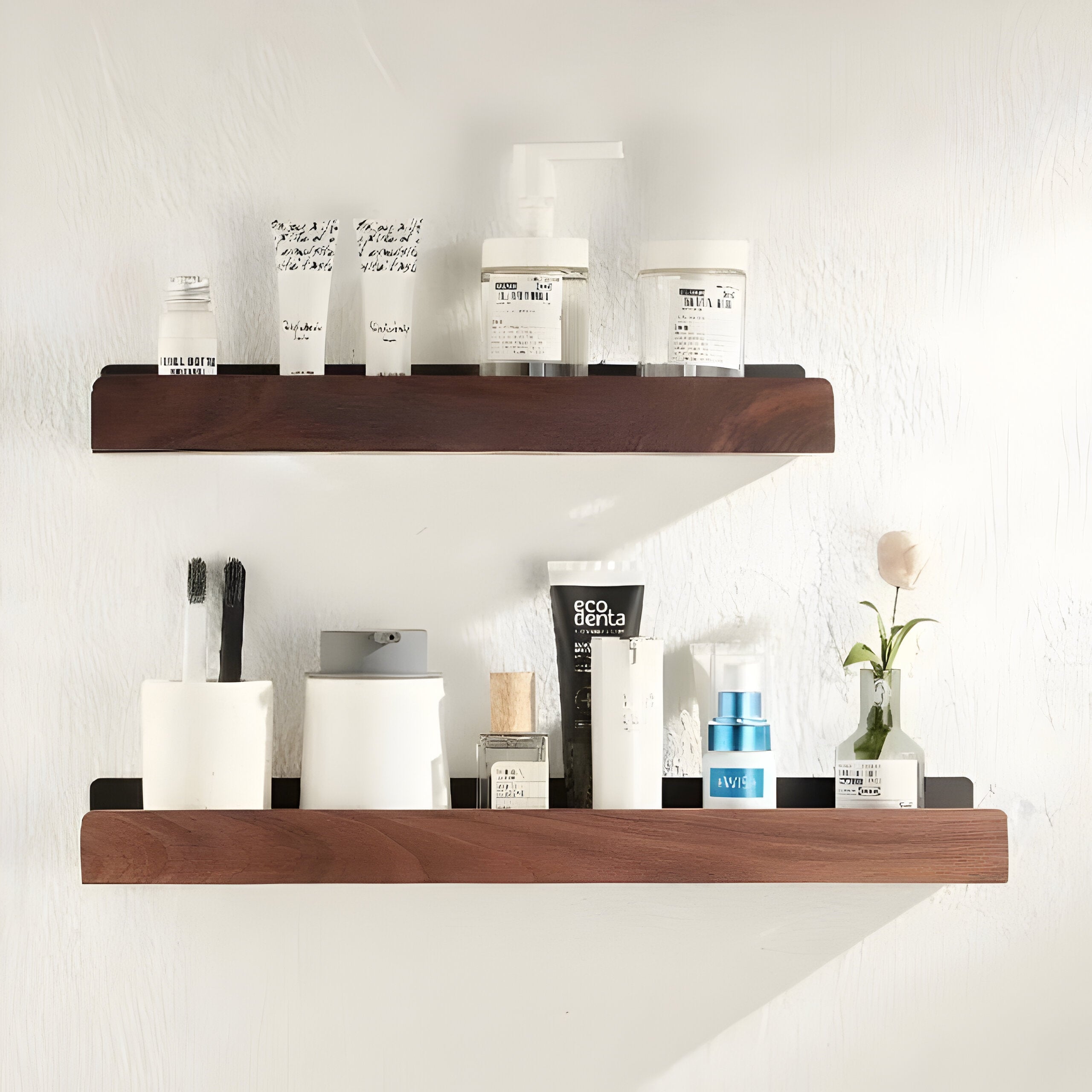 LuxeWood Regal - Hölzernes Badezimmer-Organisationsregal - Wandregal