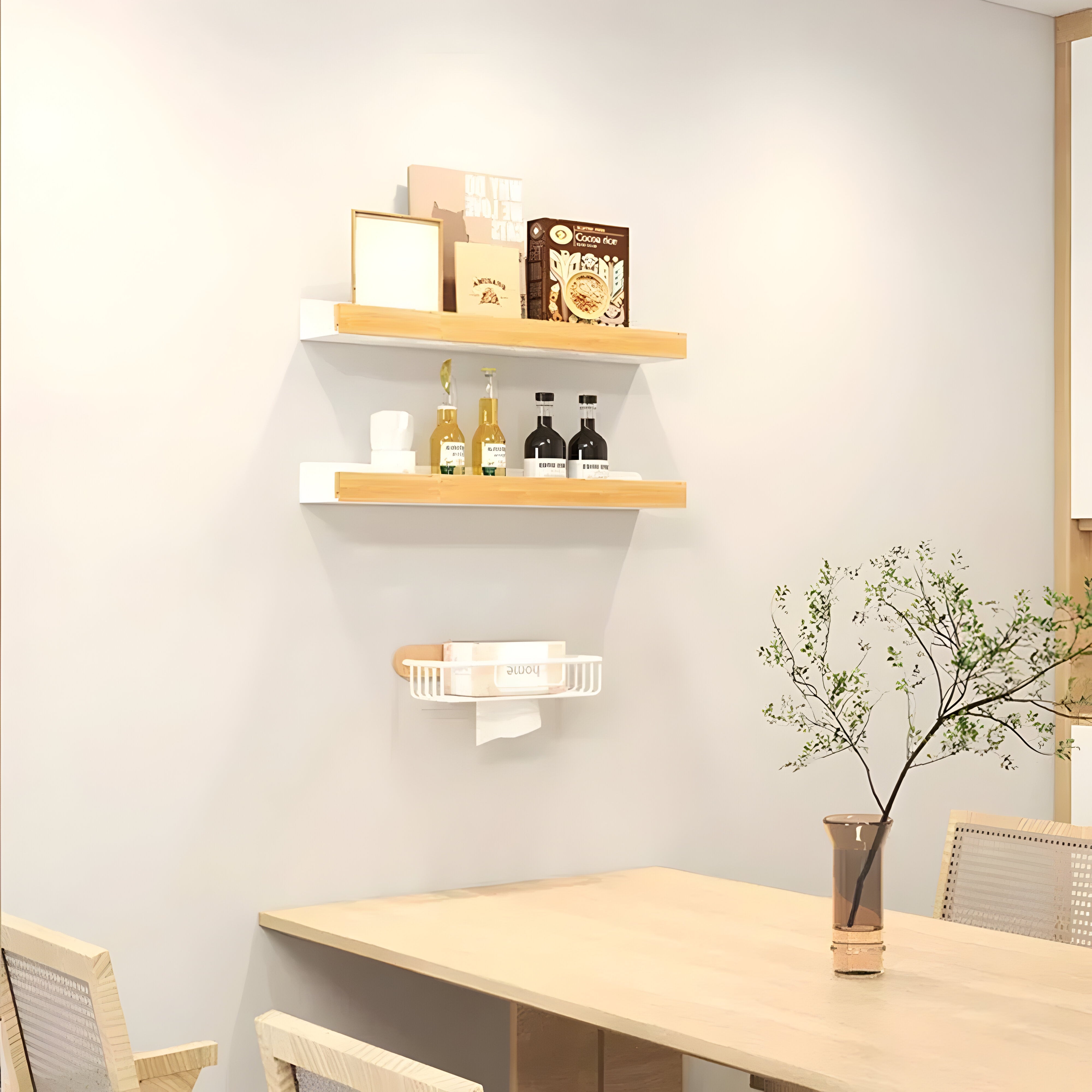 LuxeWood Regal - Hölzernes Badezimmer-Organisationsregal - Wandregal