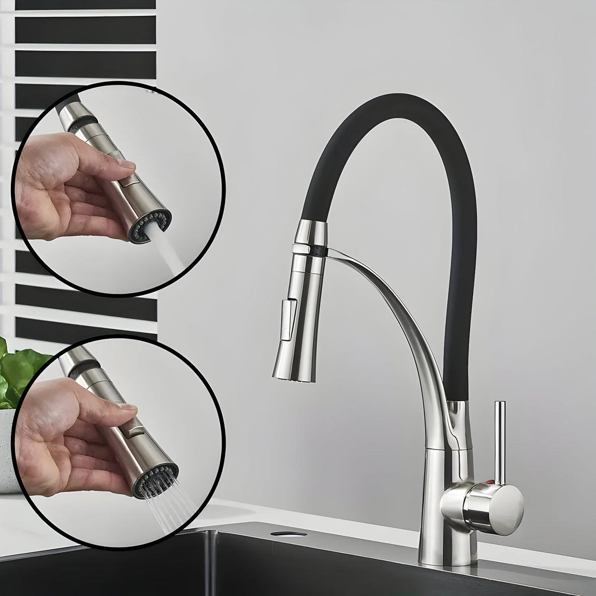 LuxSpout – Moderner 360°-Edelstahl-Wasserhahn – Hochwertiger Edelstahl-Wasserhahn mit Schwenkfunktion - Gebürstetes
