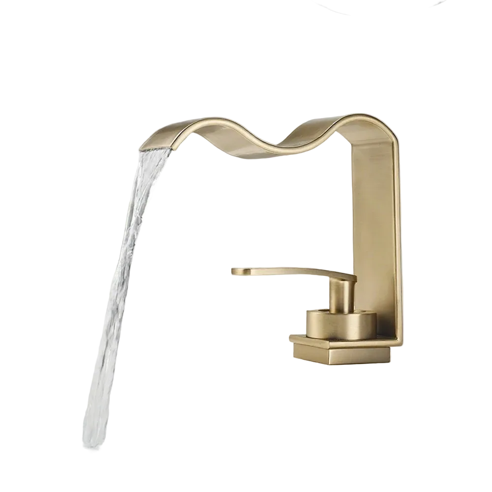 Luxuriöse Waschtischarmatur – Elegantes Wasserfall-Design | Hochwertige Badarmatur aus gebürstetem Messing