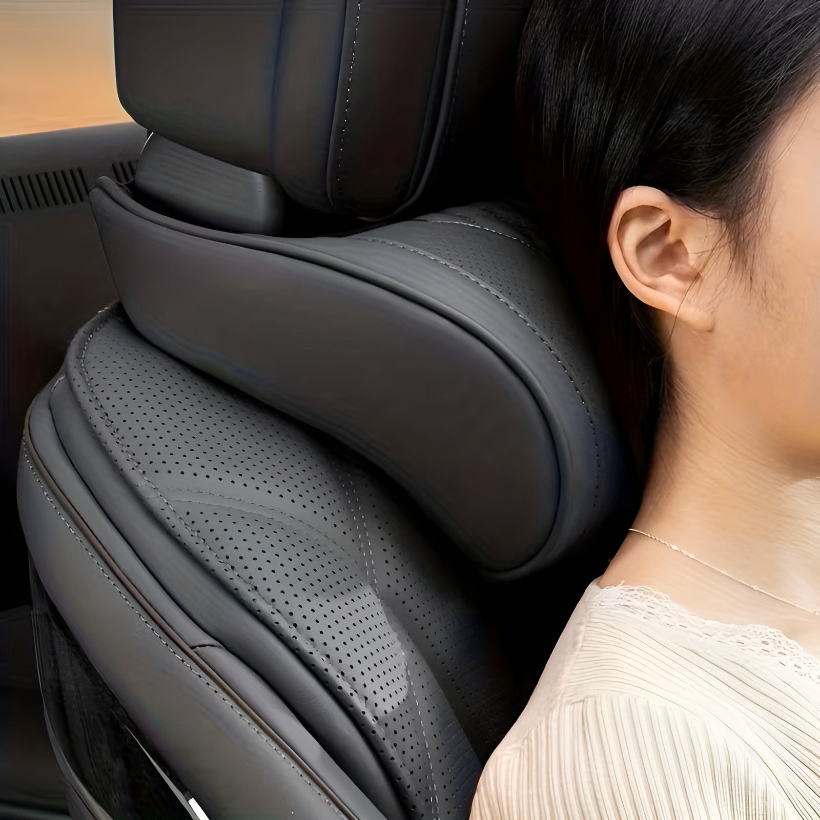 Luxuriöses Nappa-Auto-Nackenkissen – Atmungsaktiver Komfort | Nacken- & Lendenstütze - Nackenkissen für das Auto