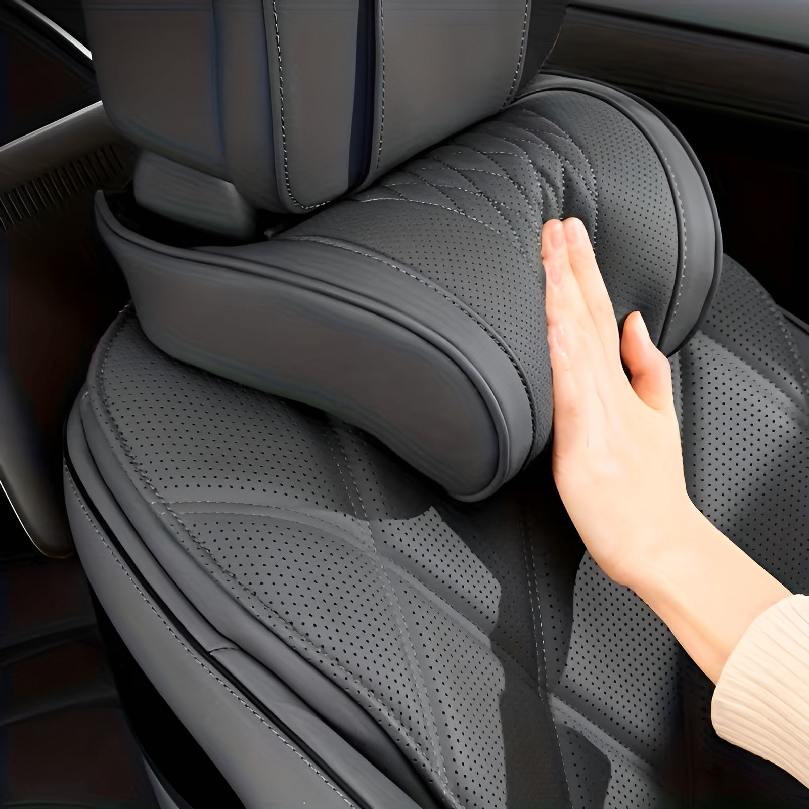 Luxuriöses Nappa-Auto-Nackenkissen – Atmungsaktiver Komfort | Nacken- & Lendenstütze - Nackenkissen für das Auto
