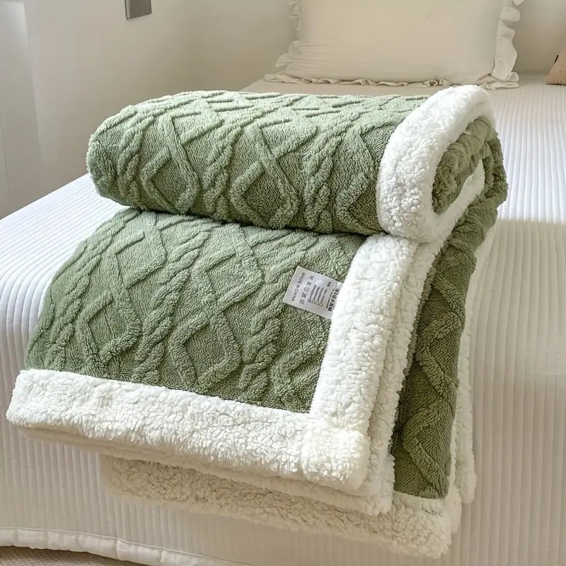 Sherpa-Seite der Kuscheldecke – weiches Fleece in Nahaufnahme