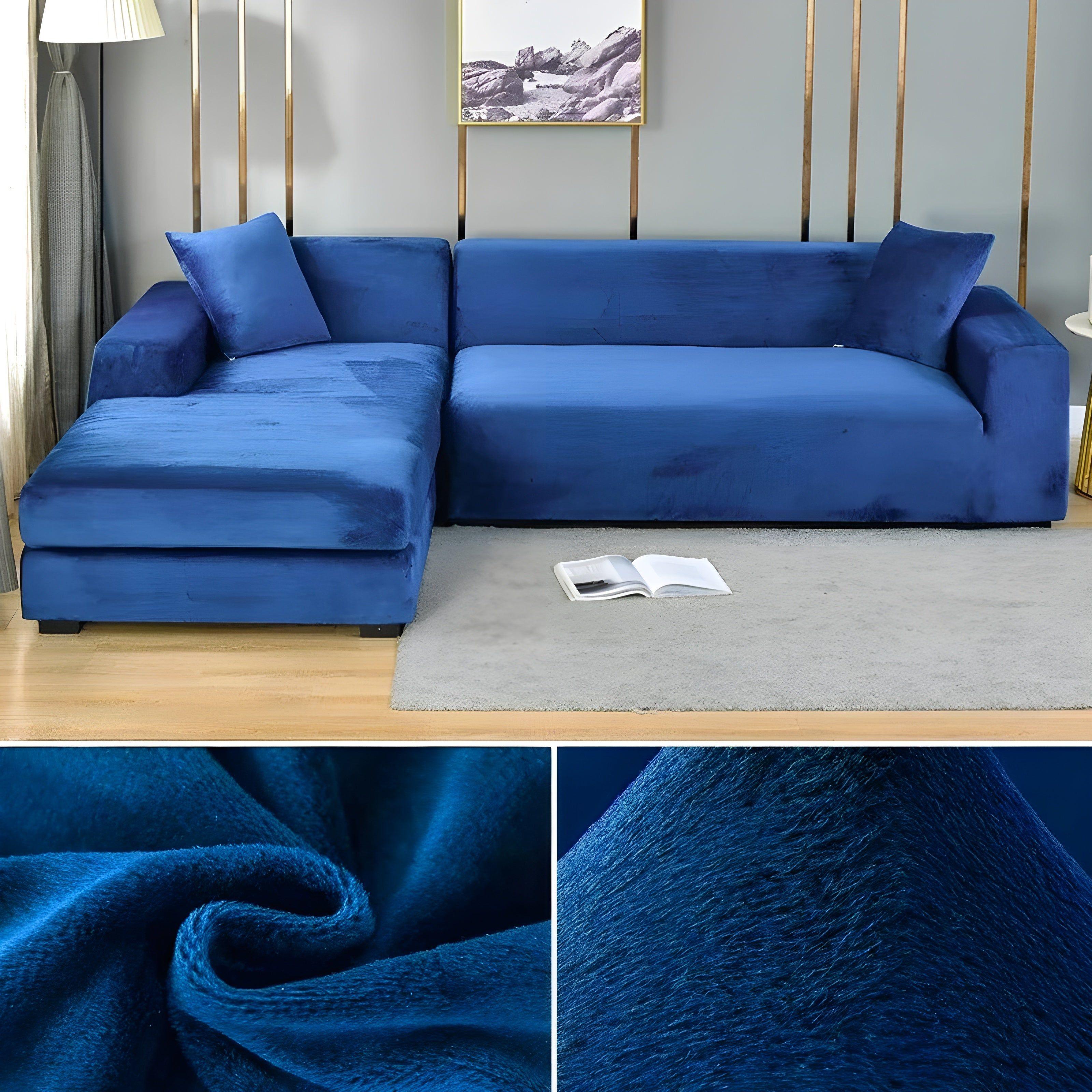 LuxPlush Sofa Cover - Elastischer Bezug aus dickem Samt für L-förmige Ecksofas