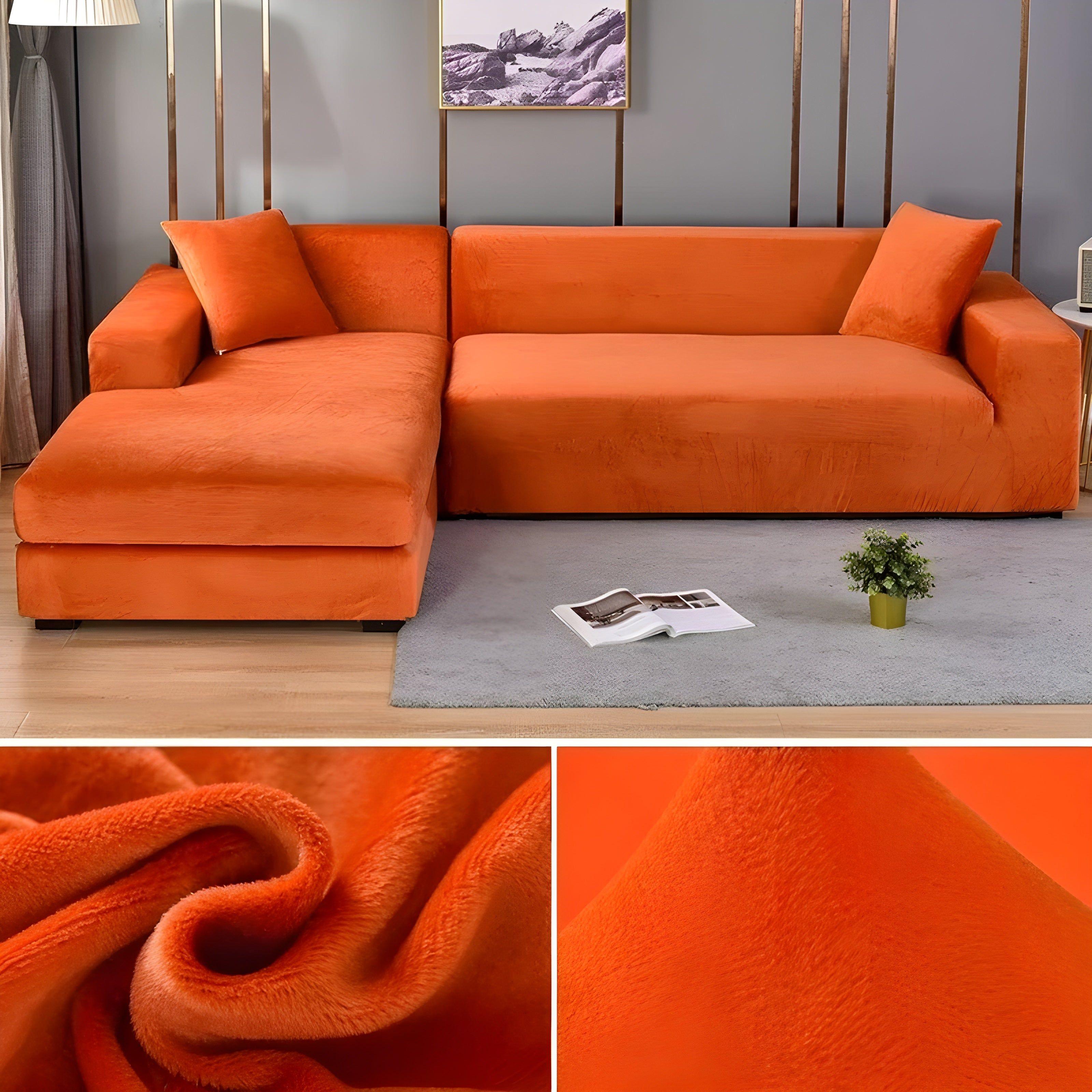 LuxPlush Sofa Cover - Elastischer Bezug aus dickem Samt für L-förmige Ecksofas