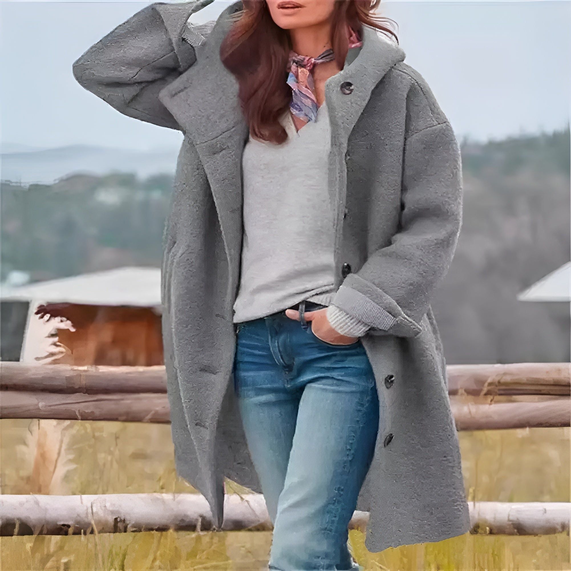 Stefanie Coat - Lässiger Lange Warmer Wintermantel Elegare