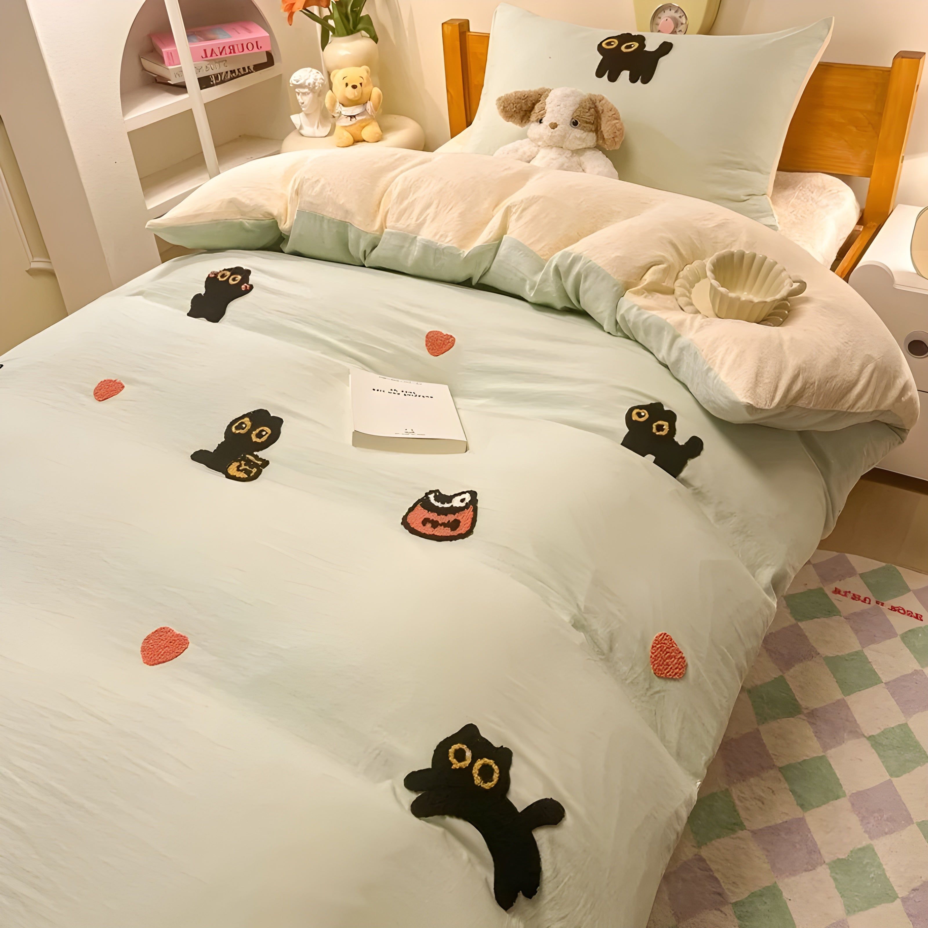 CloudComfort Bedding Set - Bequeme und Hautfreundliche Lucky Cat Bettwäsche