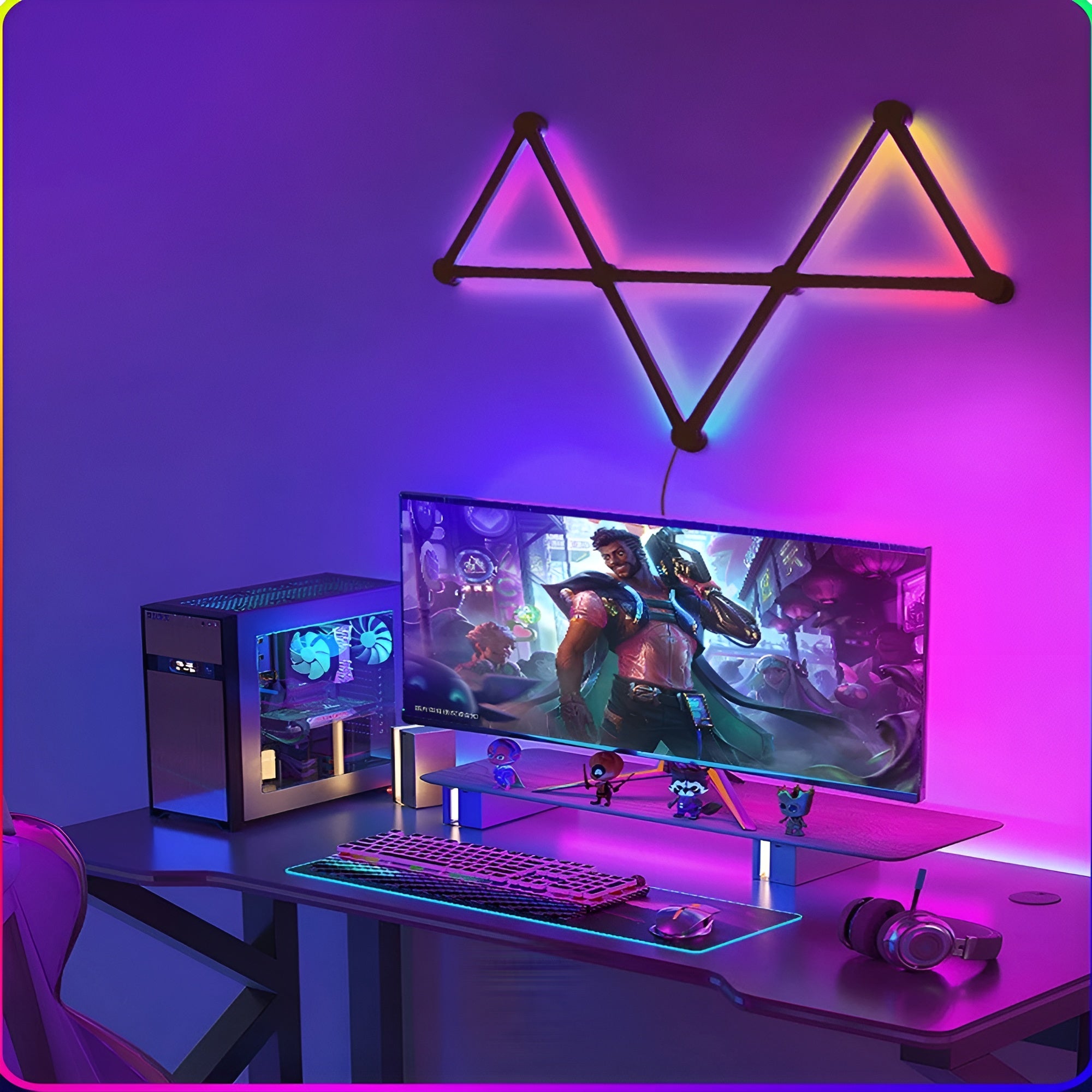 Smarte RGB Wandleuchte – Farbwechsel & Musiksteuerung | Perfekte Ambientebeleuchtung für TV, Schlafzimmer & Gamingraum