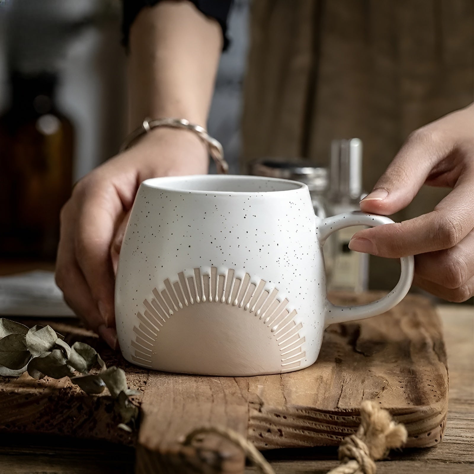 Keramik Kaffeetasse – Japanisches Vintage-Design | Große Teetasse für Zuhause & Büro