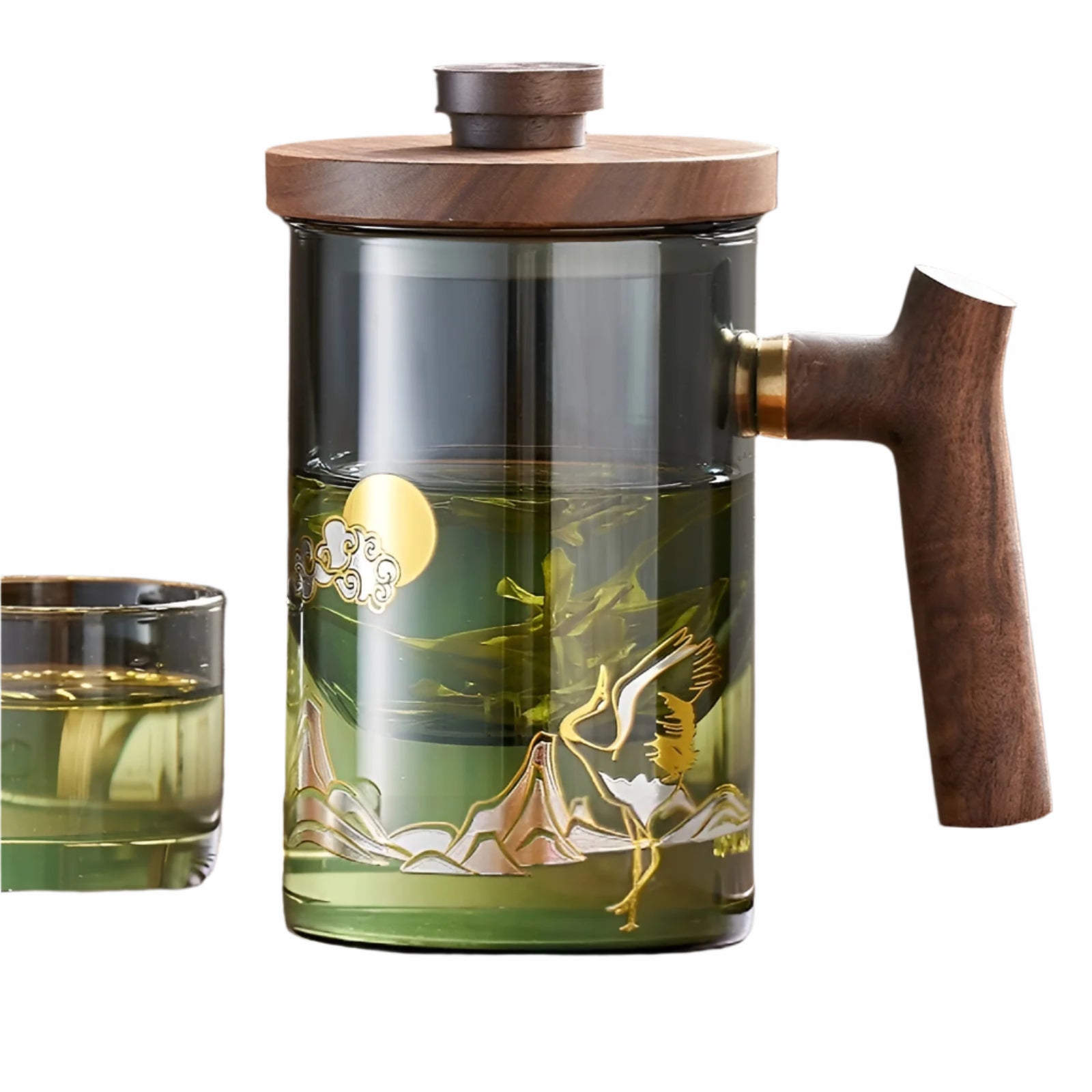 Teetasse aus Glas mit Holzgriff – Hitzebeständig & mit Teesieb | Ideal für Zuhause