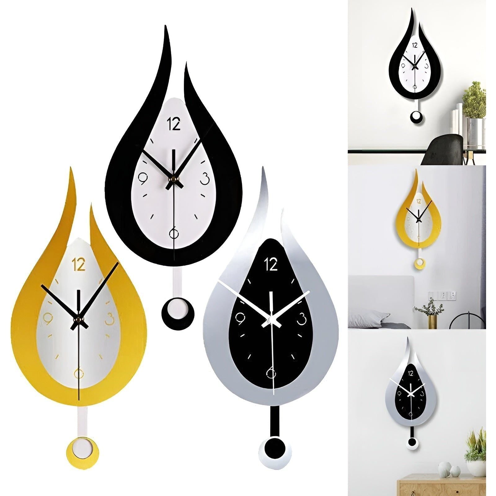 DropTime Clock - Moderne Tropfen-Acryl Pendel-Wanduhr für Ihr Zuhause Elegare