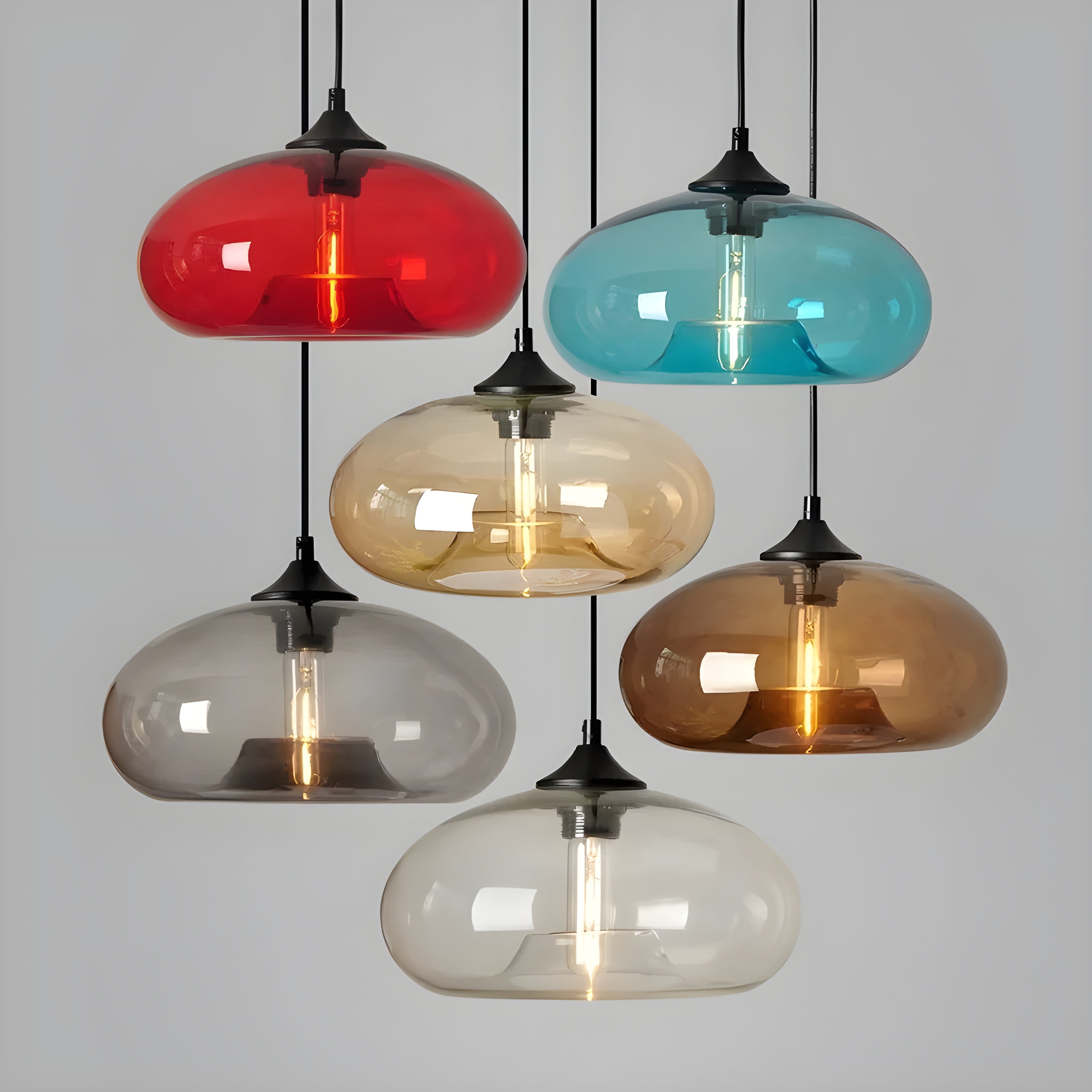 EtherealGlow Light - Nordische farbenfrohe Glas-Pendelleuchte