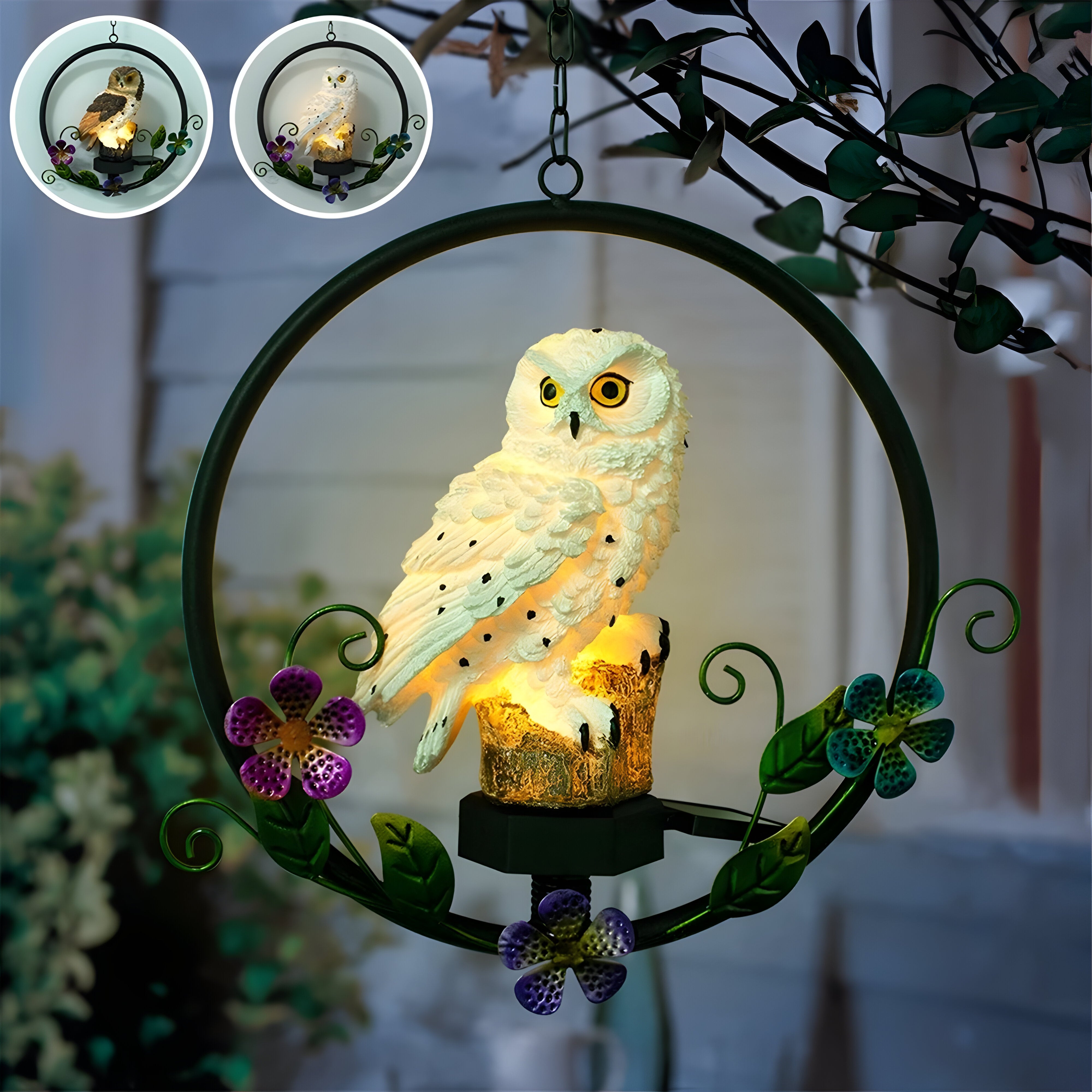 LumiOwl Light - Solarbetriebene Hängende Eulenleuchte