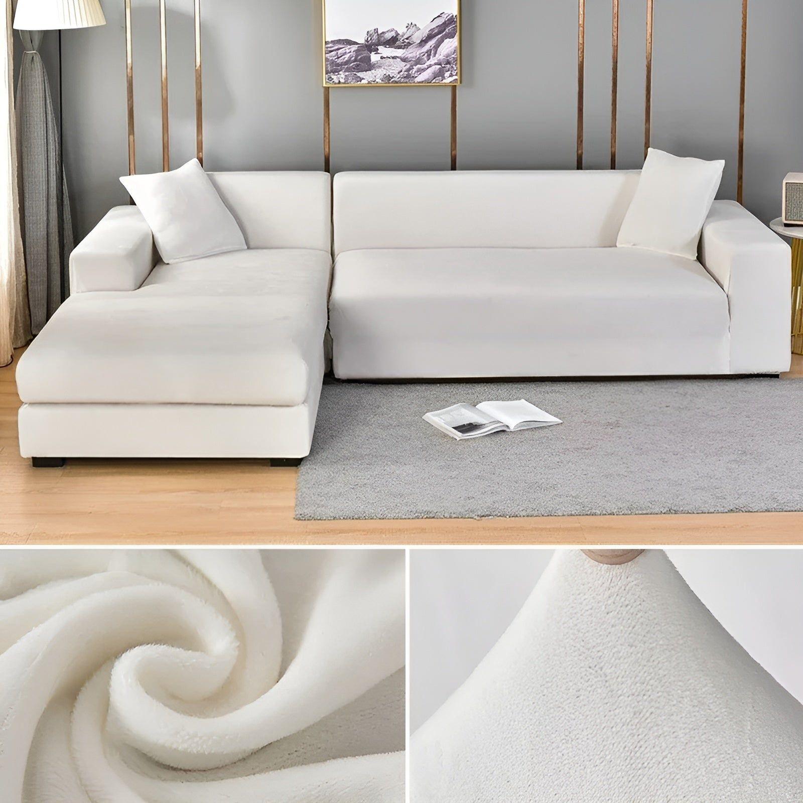 LuxPlush Sofa Cover - Elastischer Bezug aus dickem Samt für L-förmige Ecksofas