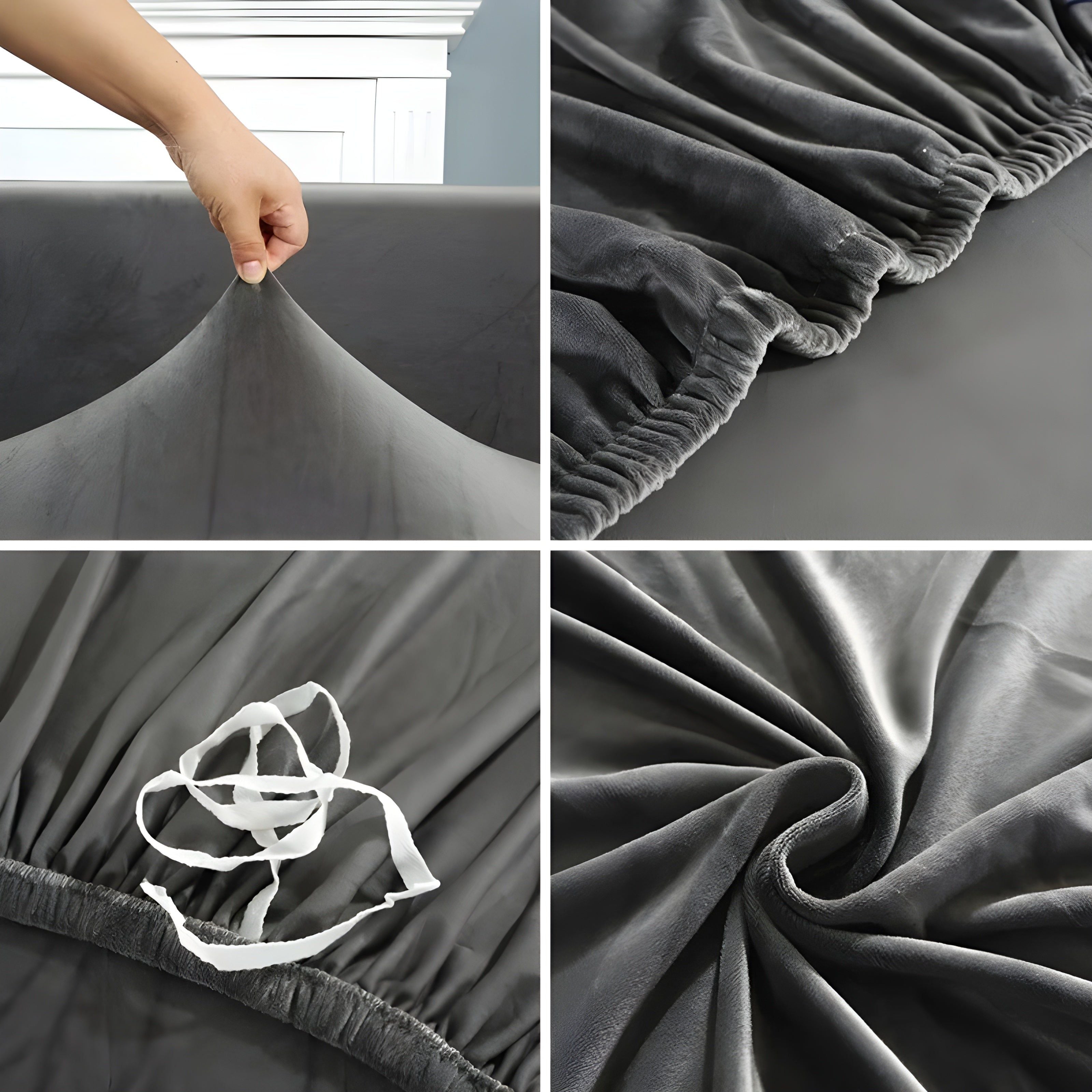 LuxPlush Sofa Cover - Elastischer Bezug aus dickem Samt für L-förmige Ecksofas