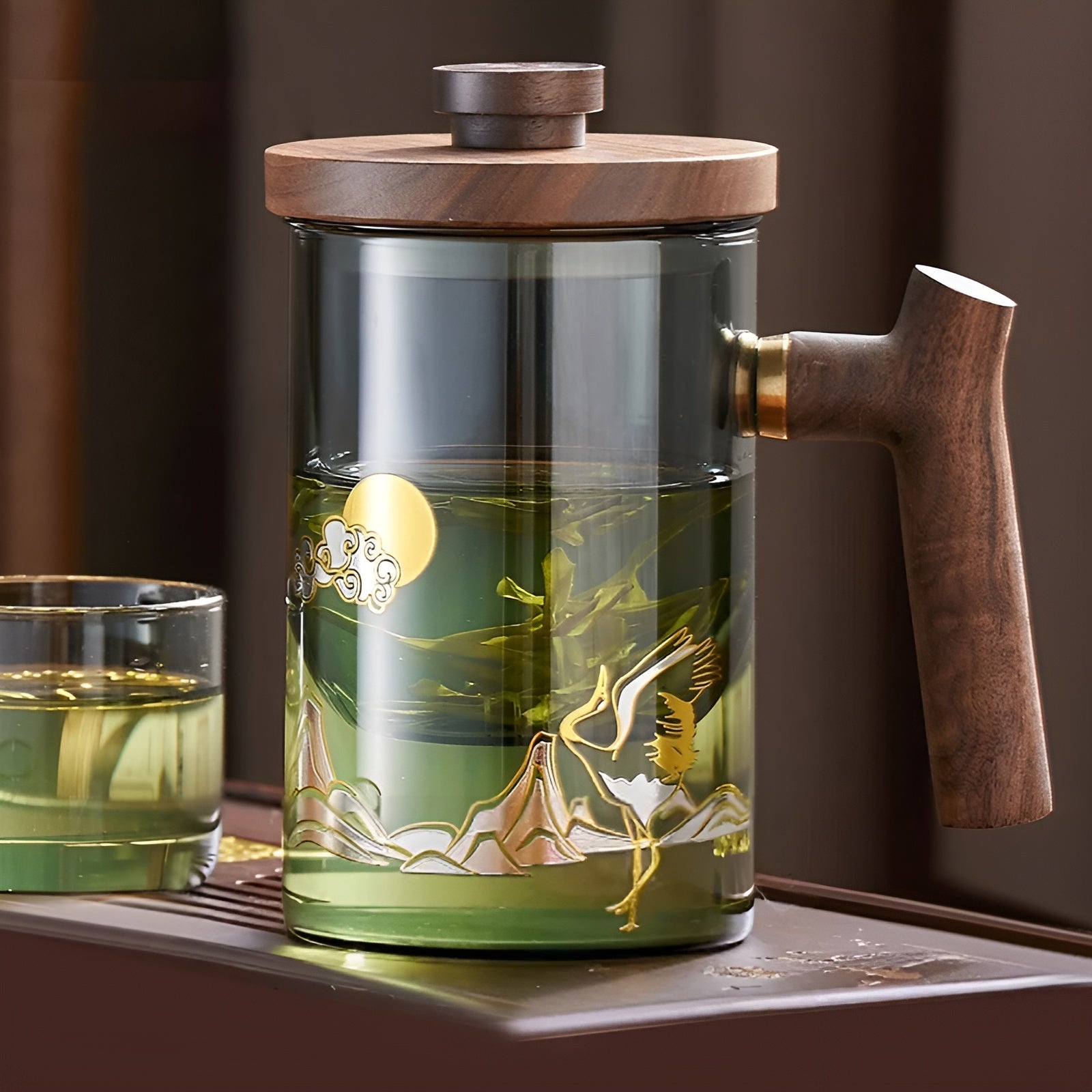 Teetasse aus Glas mit Holzgriff – Hitzebeständig & mit Teesieb | Ideal für Zuhause