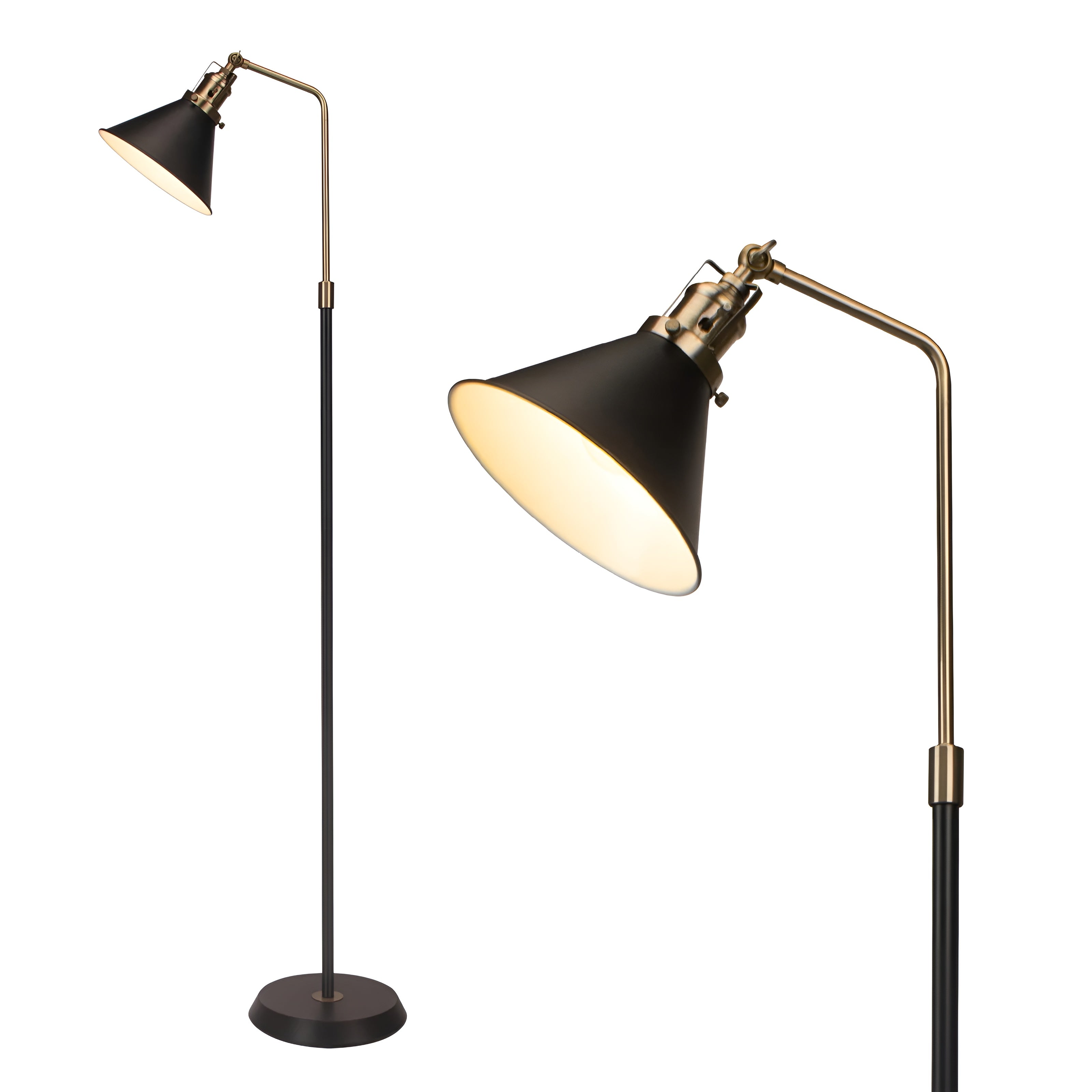 Stehlampe aus Metall – Schwarz mit Goldakzenten | Industriedesign