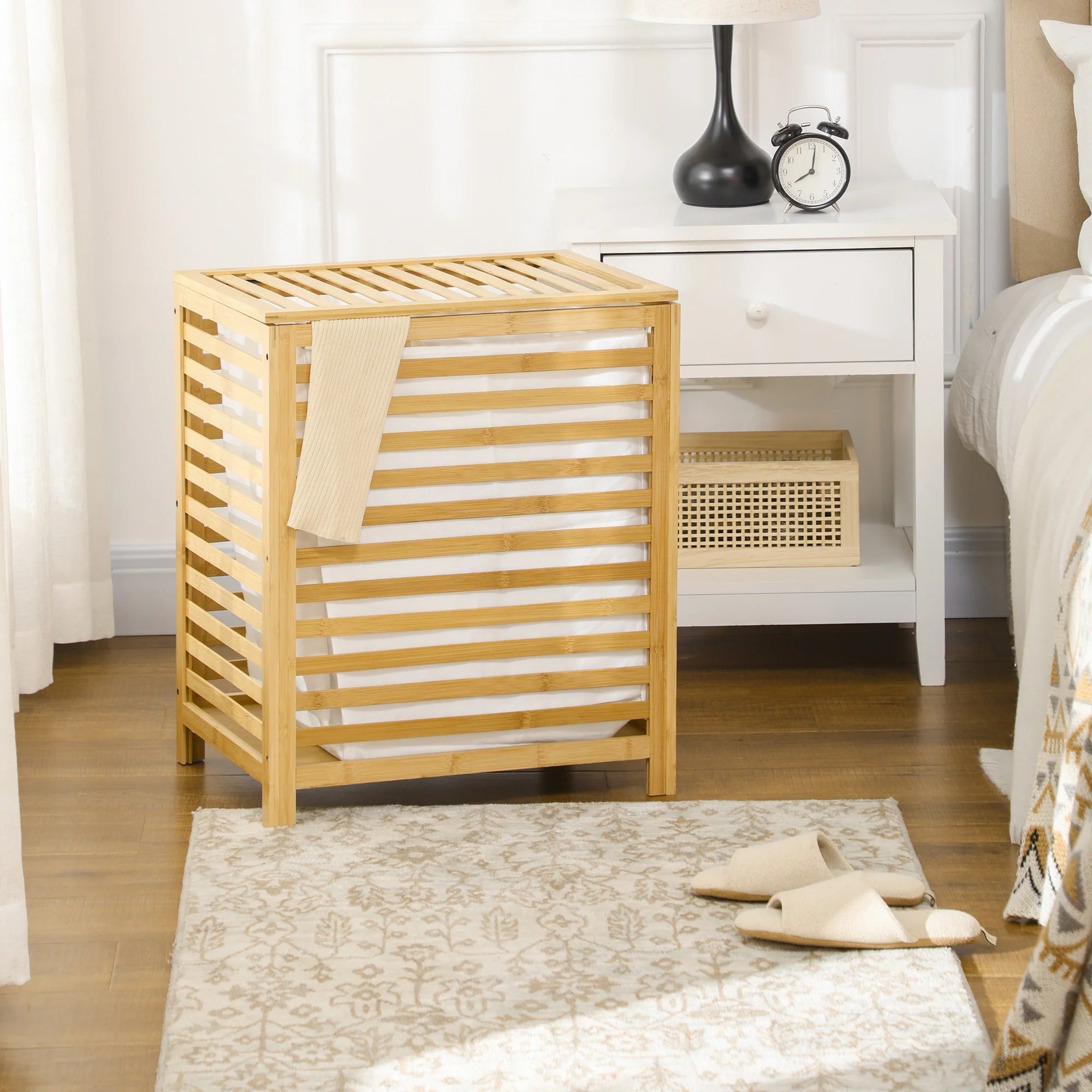 BambooTidy Basket - Moderner Bambus Wäschekorb