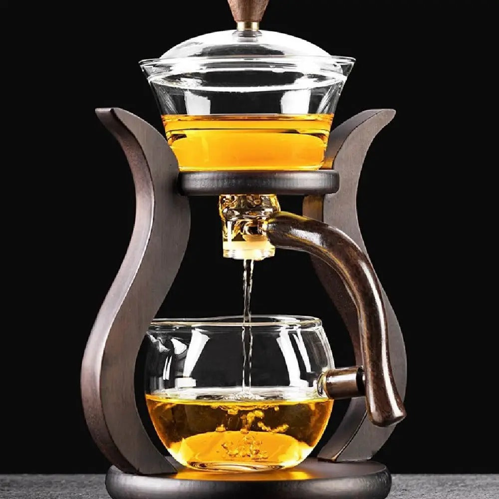 Teeset aus Glas mit Magnetfluss – Halbautomatische Kanne, Hitzebeständig und Elegant