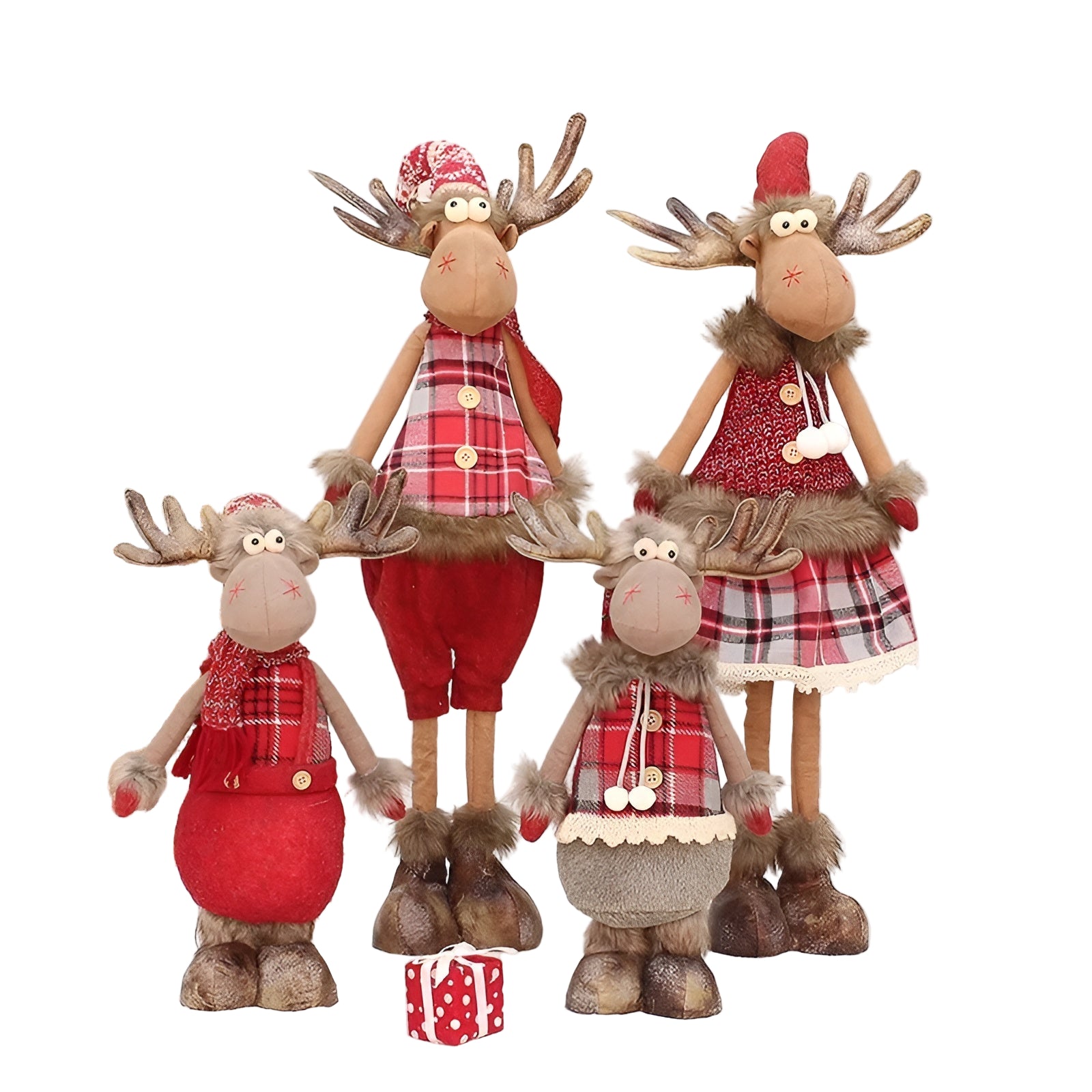 Weihnachtselch Dekofigur – Niedlicher Rentier aus Stoff | Verstellbar zum Stehen oder Sitzen