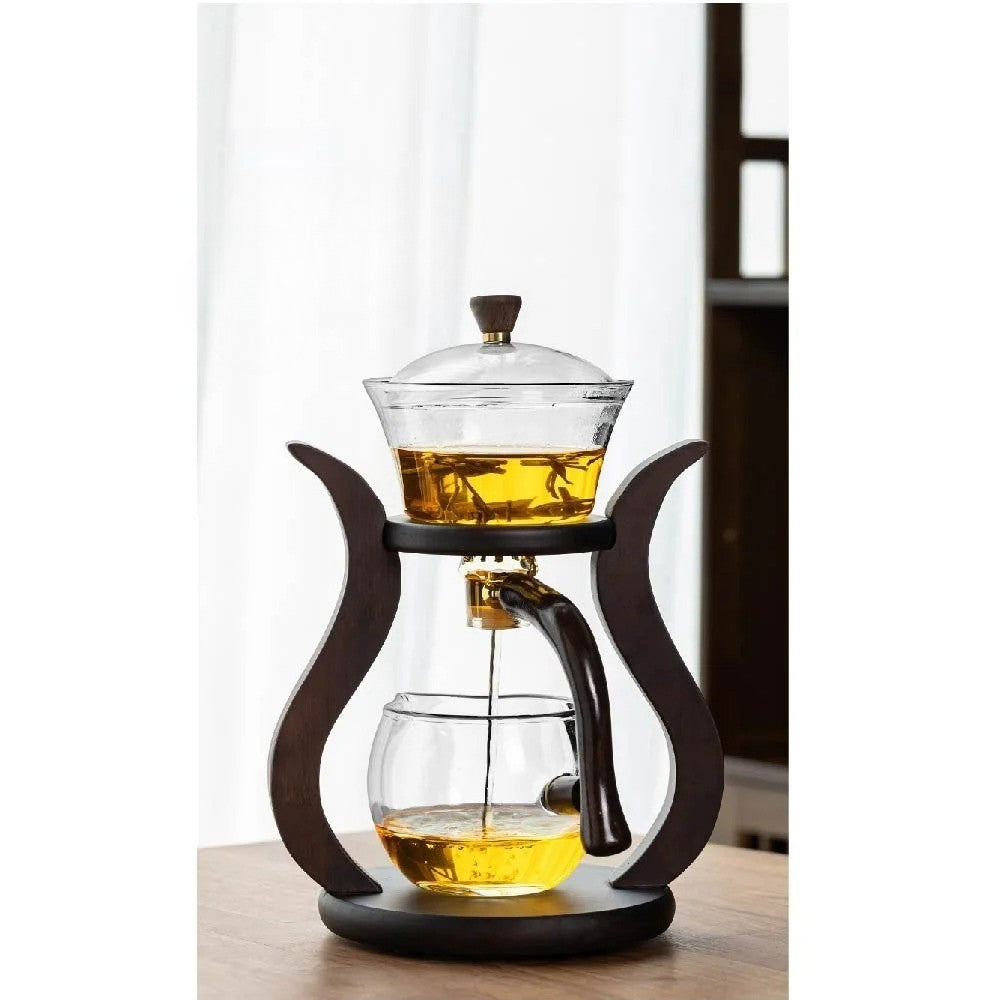 Teeset aus Glas mit Magnetfluss – Halbautomatische Kanne, Hitzebeständig und Elegant