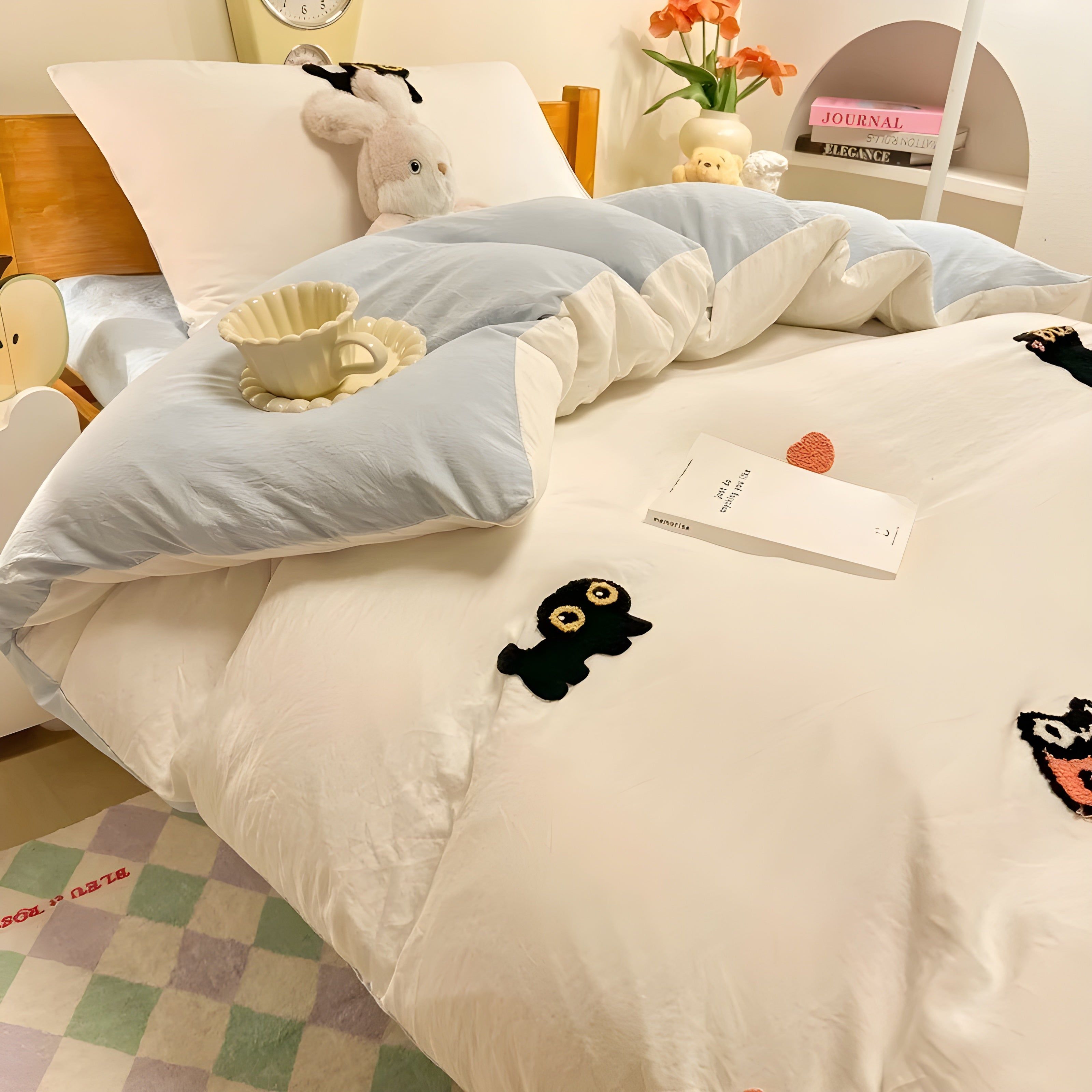 CloudComfort Bedding Set - Bequeme und Hautfreundliche Lucky Cat Bettwäsche