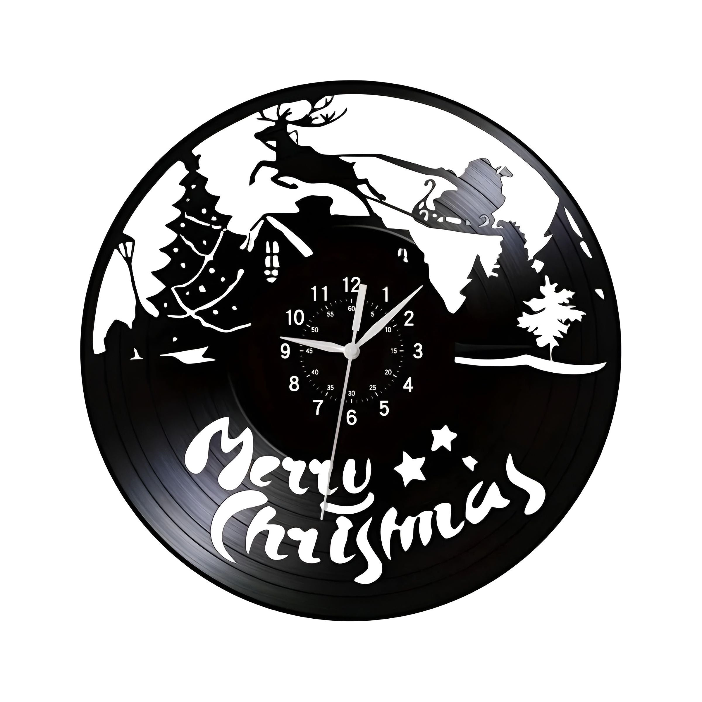 ForestTime Clock - Kreative Wand-Uhr mit Waldtier-Kopf aus Vinyl für die Weihnachtsdekoration Elegare