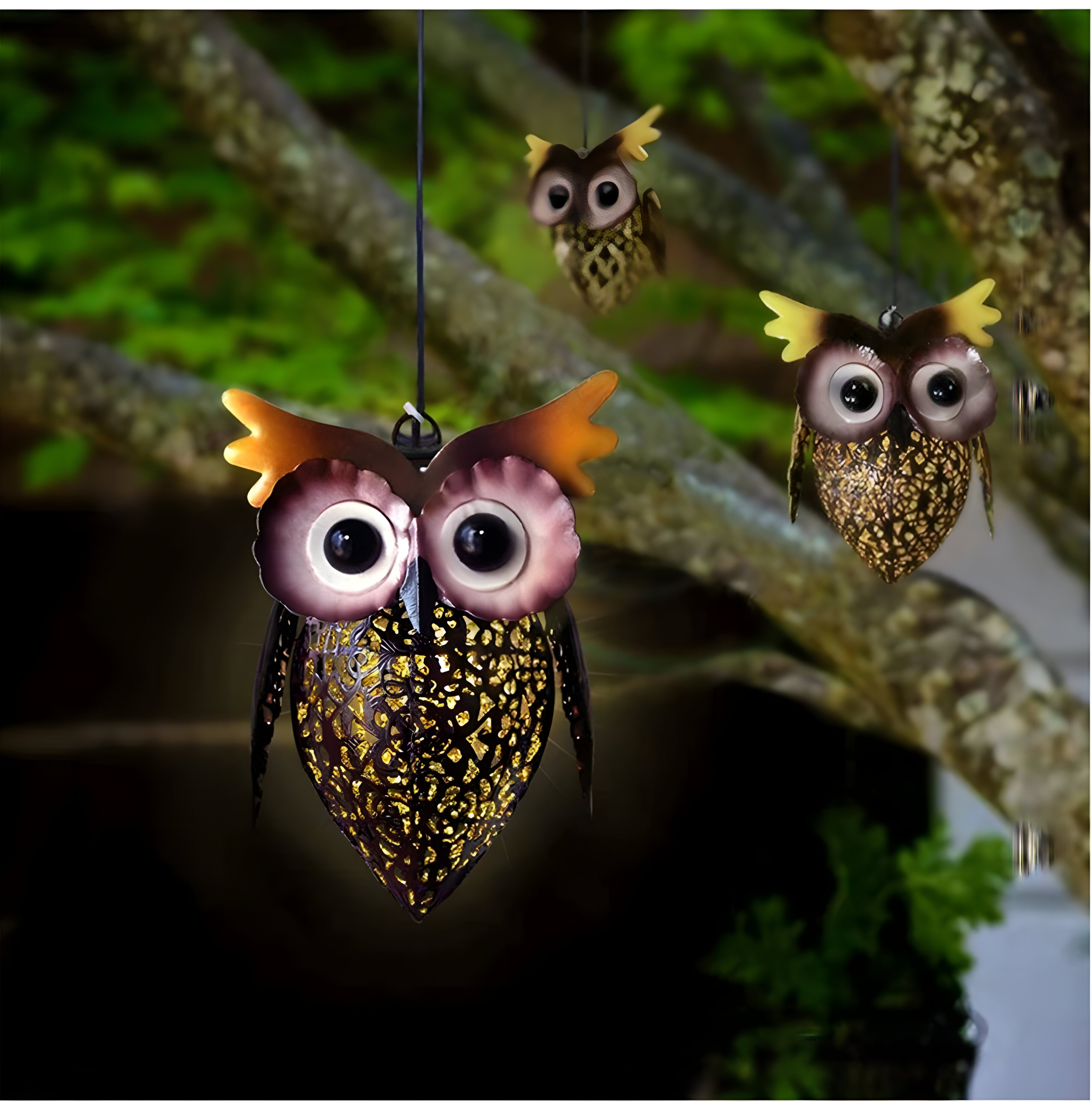 LumiOwl Light - Solarbetriebene Hängende Eulenleuchte