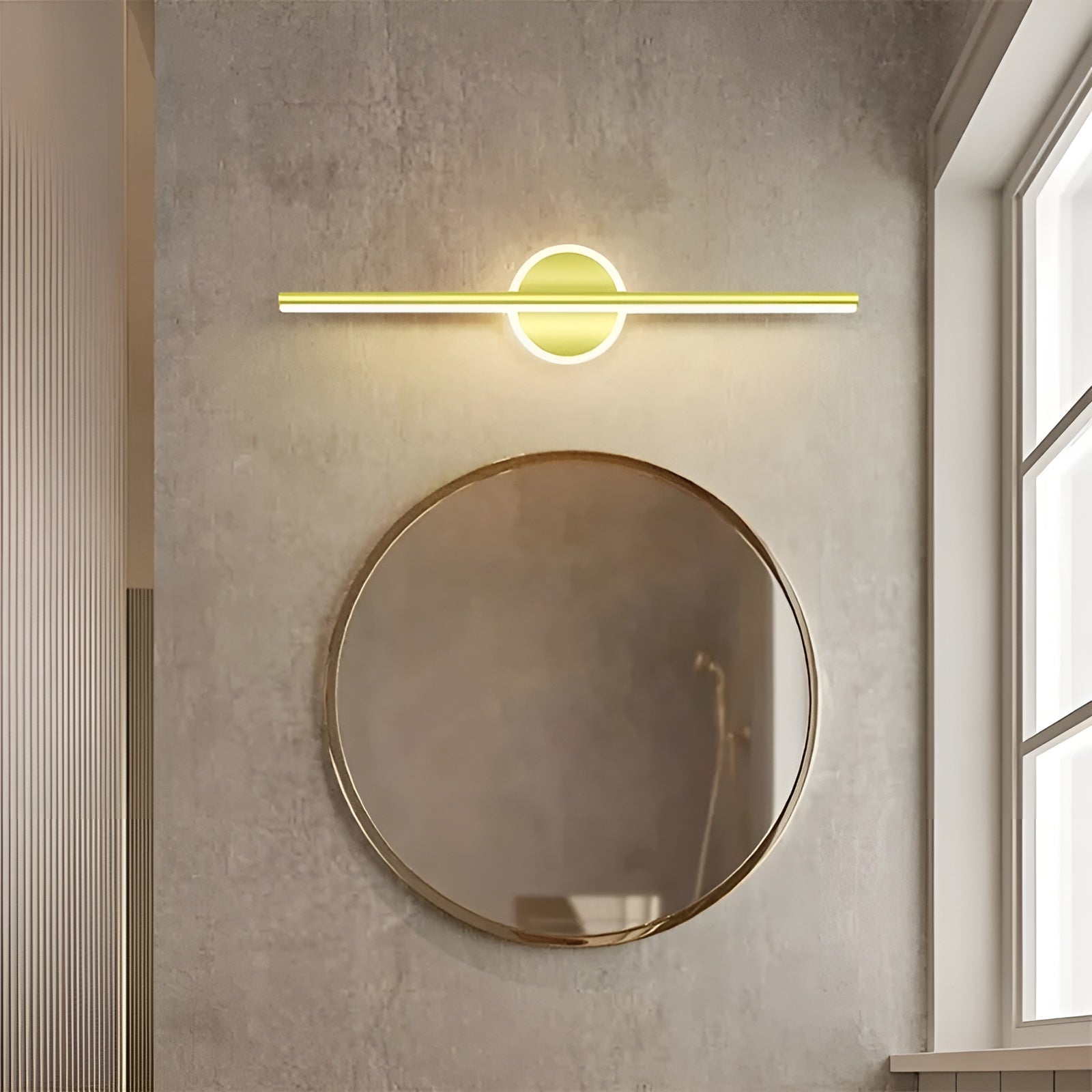 LED-Wandleuchte mit Spiegelfront – Schwarzgold Minimalistisch | Ideal für Schlafzimmer, Flur, Wohnzimmer und Innenbeleuchtung