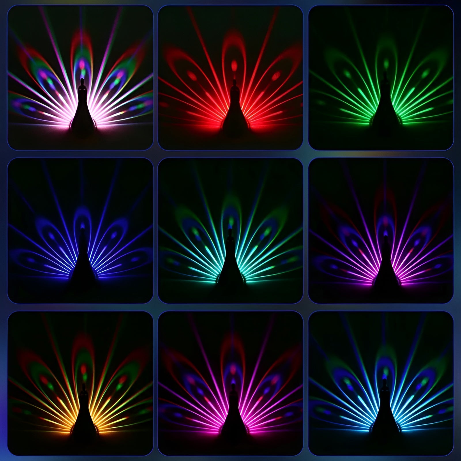 GlowFeather Light - Elegante Pfauen-Projektions-LED-Lampe