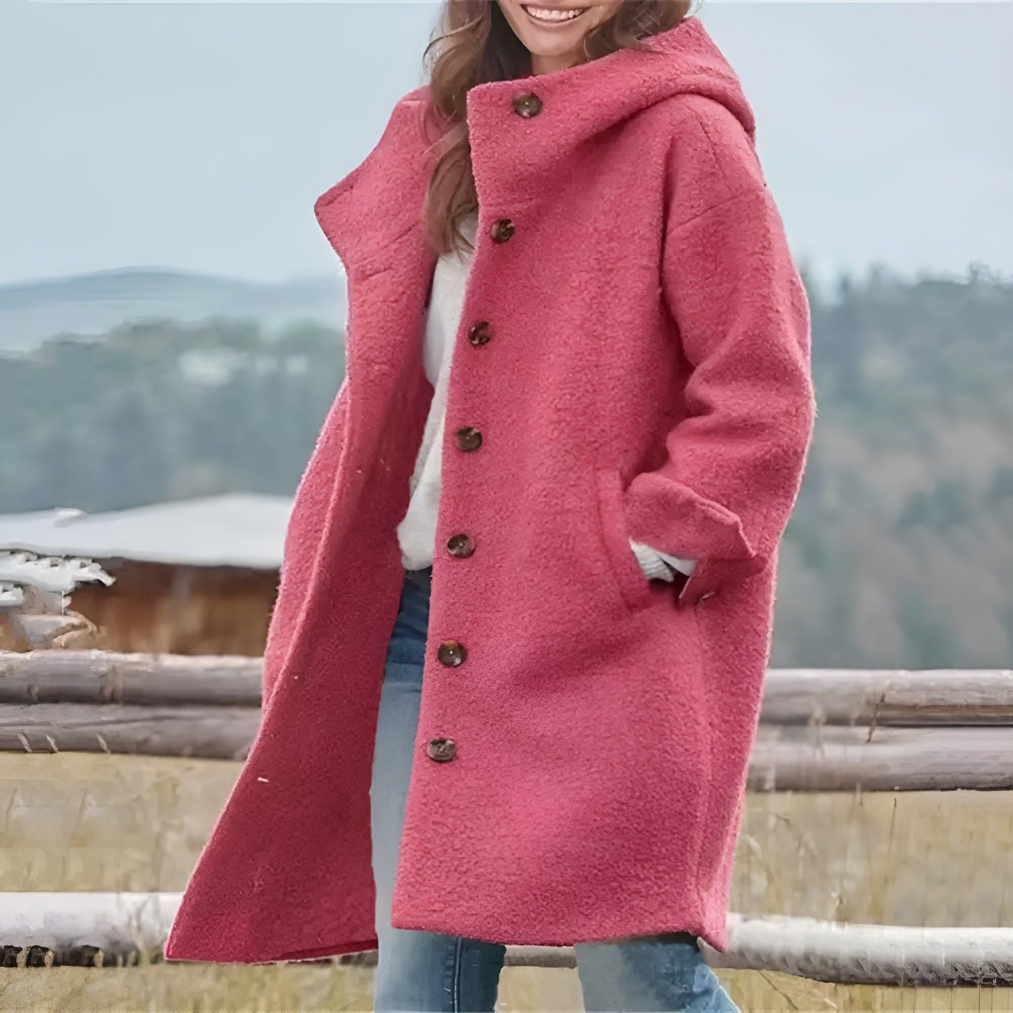 Stefanie Coat - Lässiger Lange Warmer Wintermantel Elegare