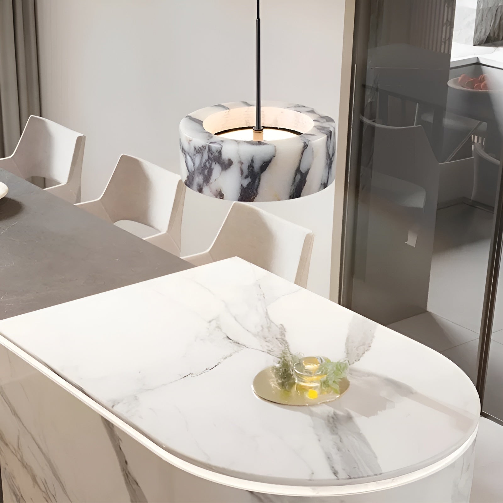 Pendelleuchte aus schwarzem Naturstein – Hochwertig & Modern | Stilvolle Innenbeleuchtung