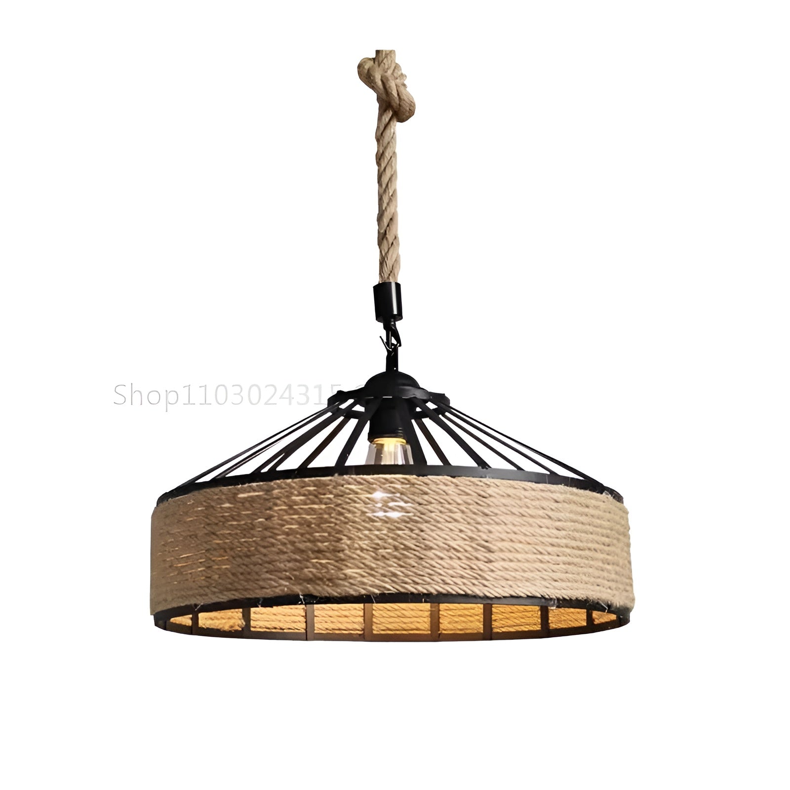 Hängelampe aus Hanfseil – Rustikaler Retro-Charme | Industrielles Eisen für Esszimmer