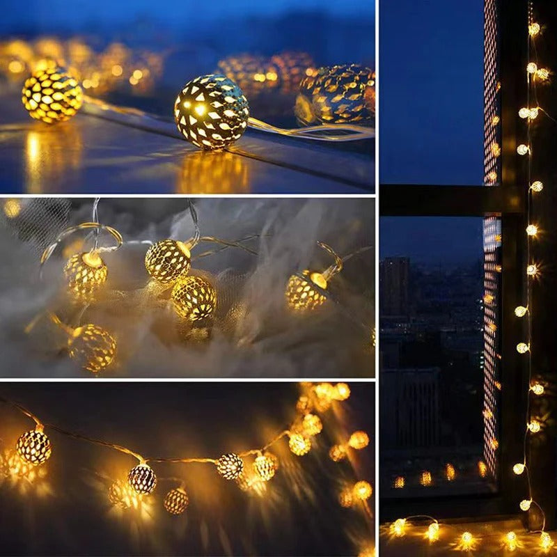 Solar-Lichterkette im marokkanischen Stil – Wasserdicht & Dekorativ für Garten und Balkon