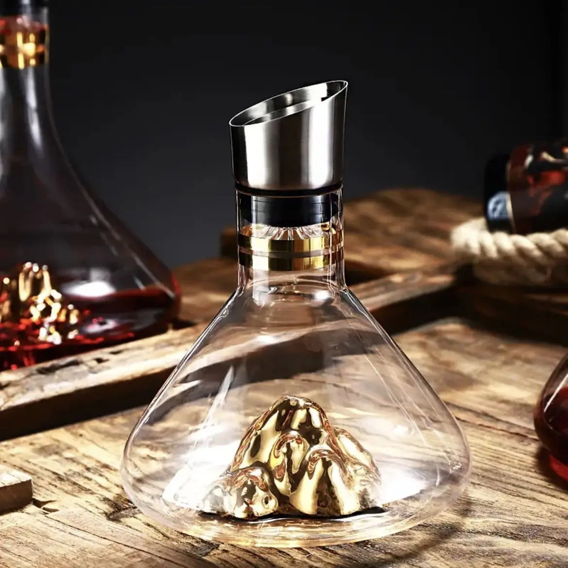 Kristall-Whisky-Wein Dekanter – Handgefertigt und bleifrei | 1500 ml Karaffe für Bar und Zuhause