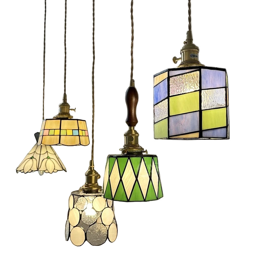 Europäische Vintage-Pendelleuchte – Stilvolle LED-Pendelleuchte aus Holz und Kupfer | Mit Glaskuppel im Design für Wohnzimmer und Esszimmer