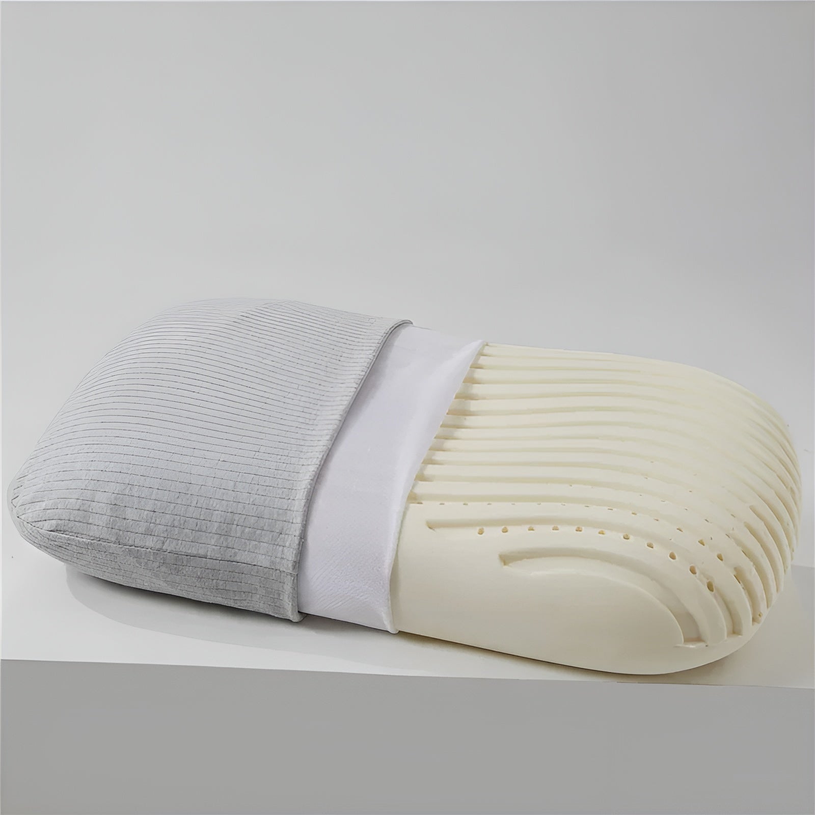 Baumwollbezug Naturlatex-Kissen – Ergonomisches Nackenstützkissen | Atmungsaktiv & für Seiten-/Rückenschläfer