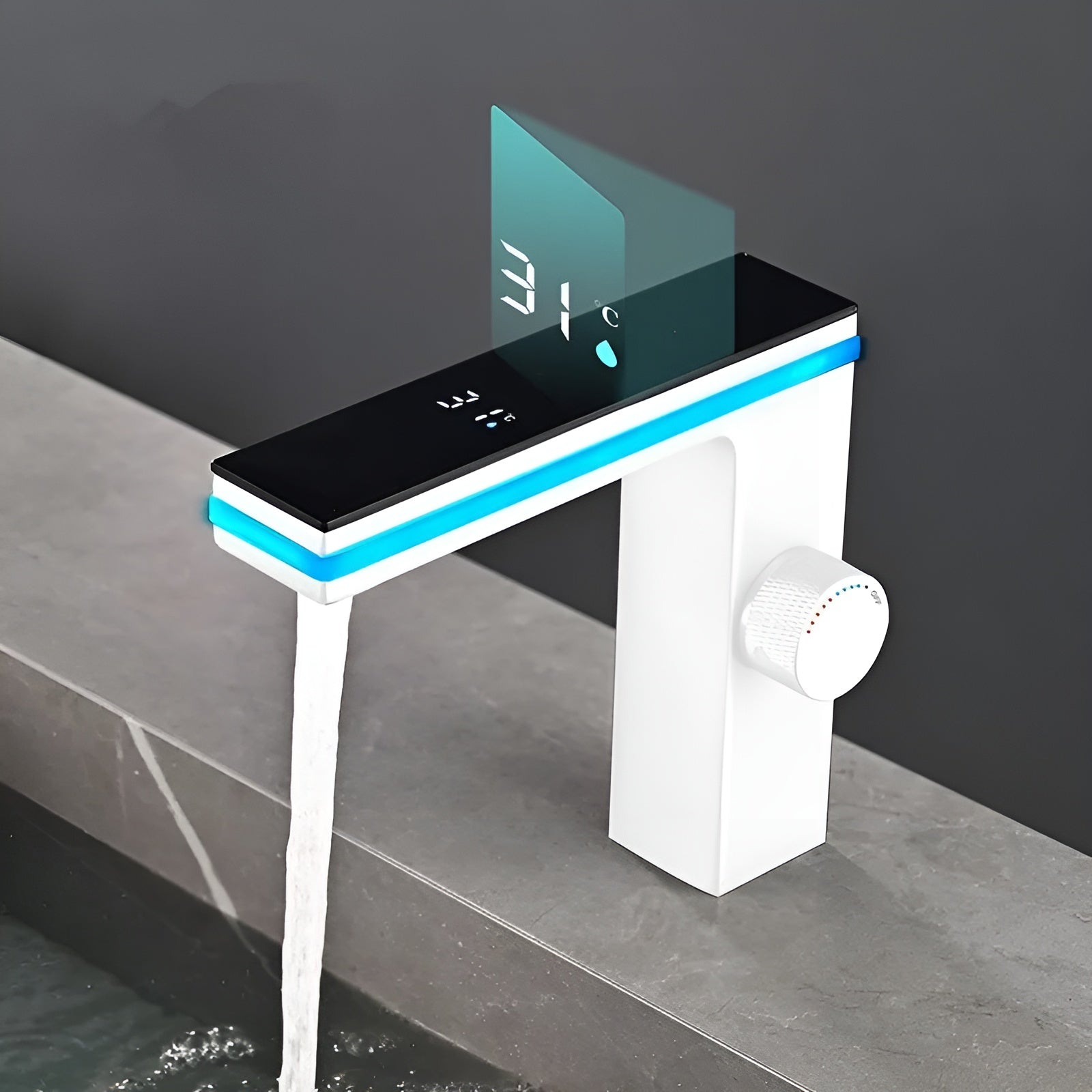LED Wasserhahn fürs Badezimmer – Digitale Anzeige & Temperaturkontrolle | Moderne Waschbeckenarmatur aus Messing